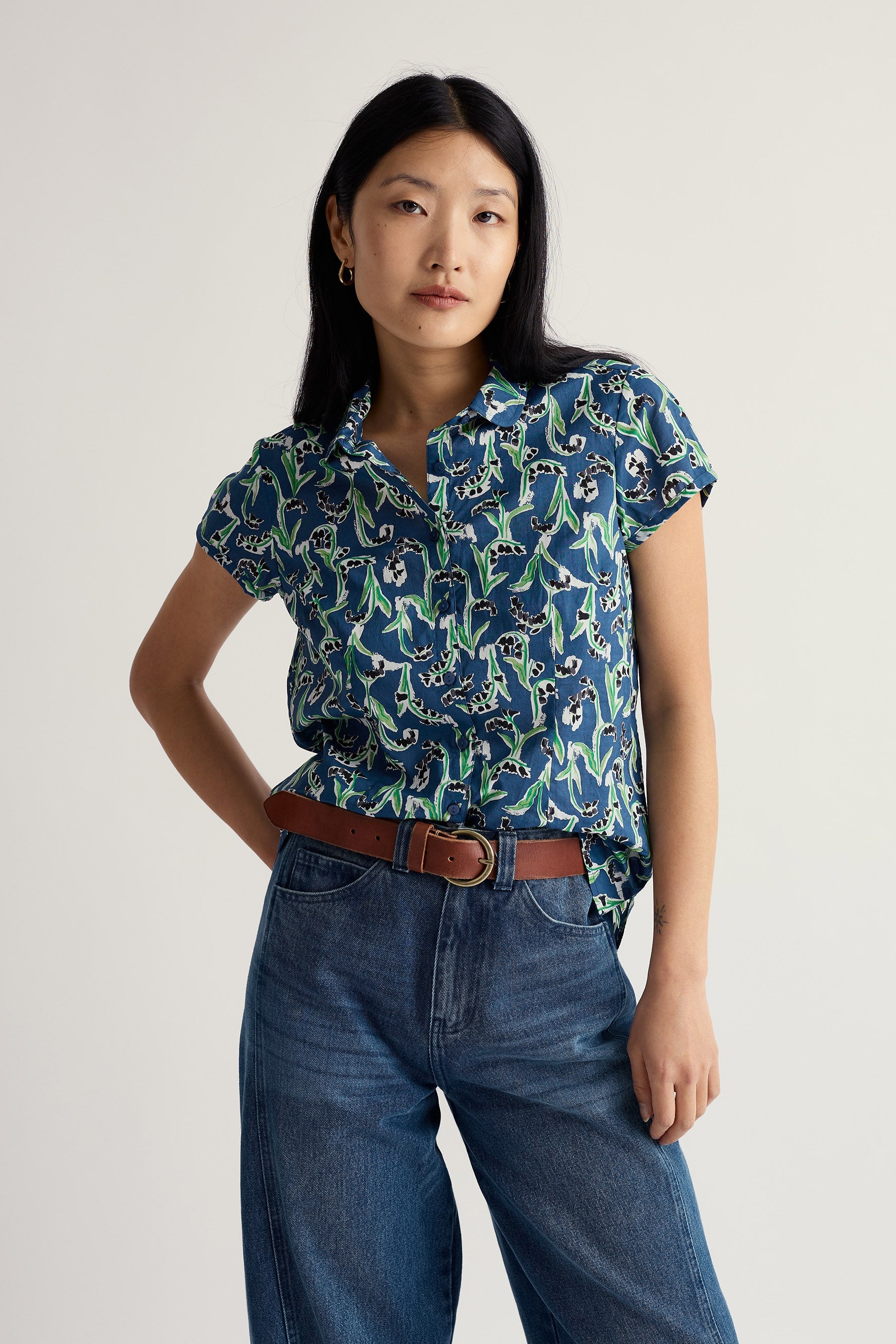 Seasalt Rushmaker Shirt - Painty Bluebell Dark Voyage