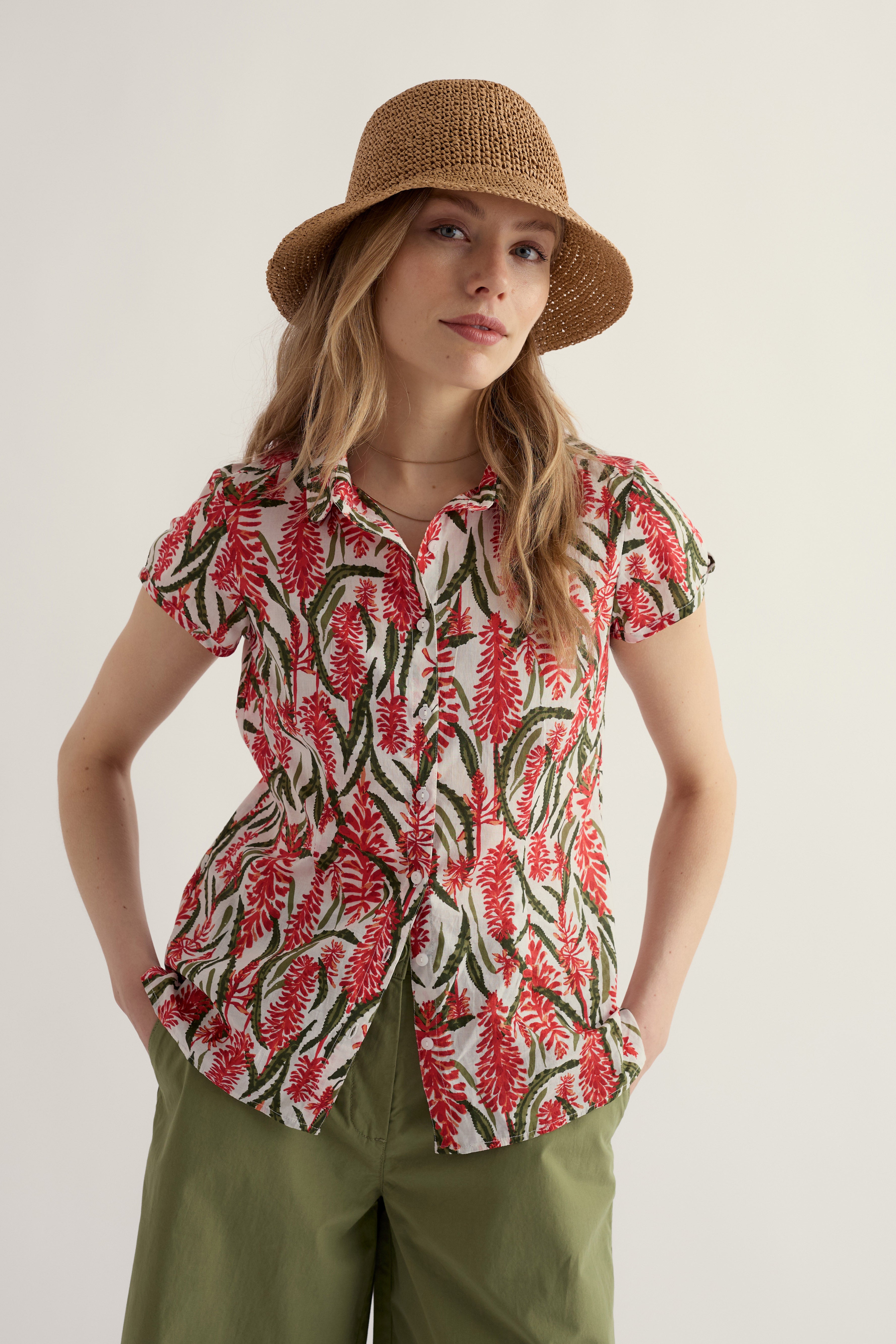 Seasalt Rushmaker Shirt - Red Hot Poker Chalk