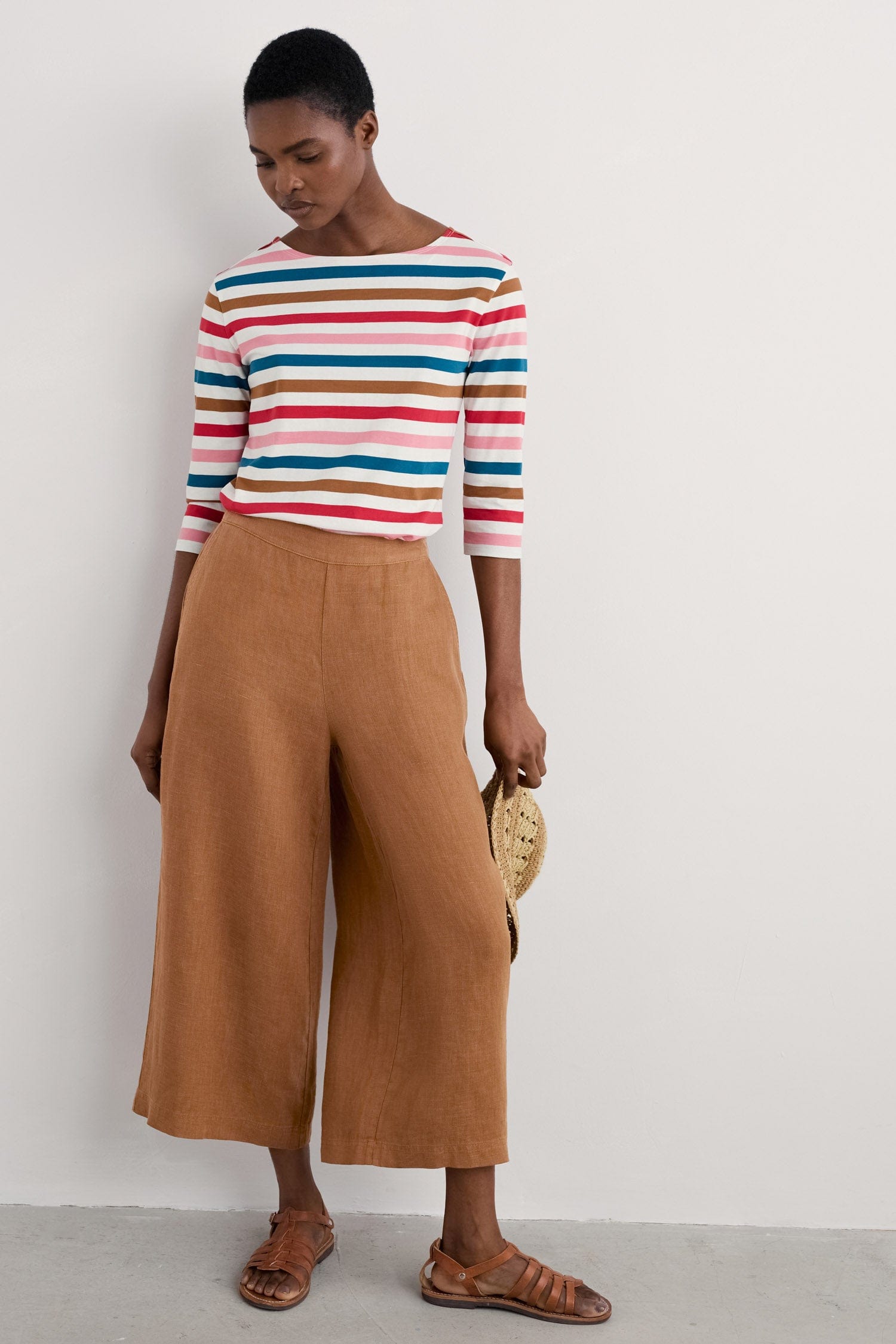 Seasalt Sailor 3/4 Sleeve Top - Quad Scallion Pink Sky