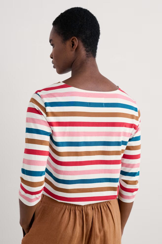 Seasalt Sailor 3/4 Sleeve Top - Quad Scallion Pink Sky