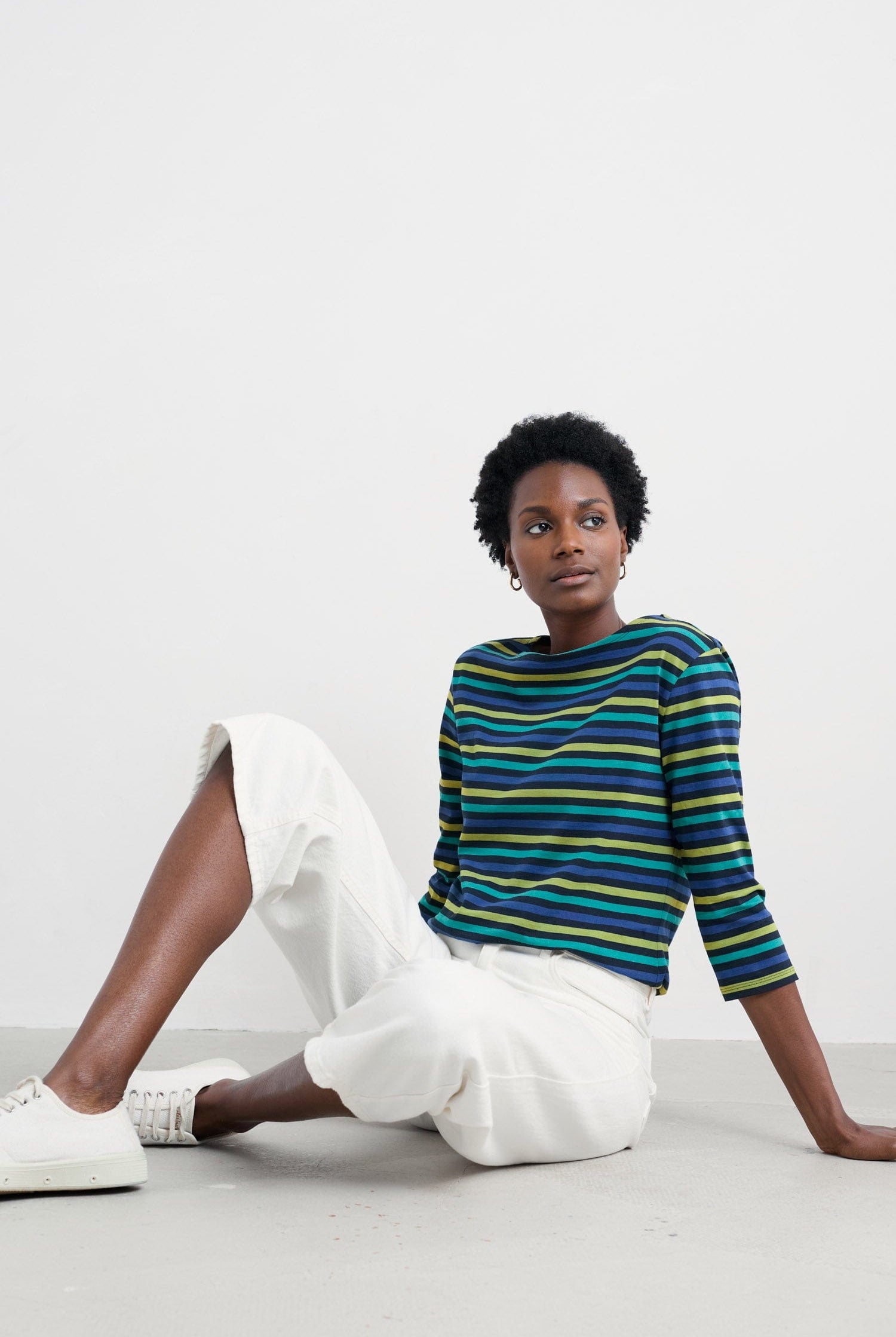 Seasalt Sailor 3/4 Sleeve Top - Tri Mini Cornish Emulsion