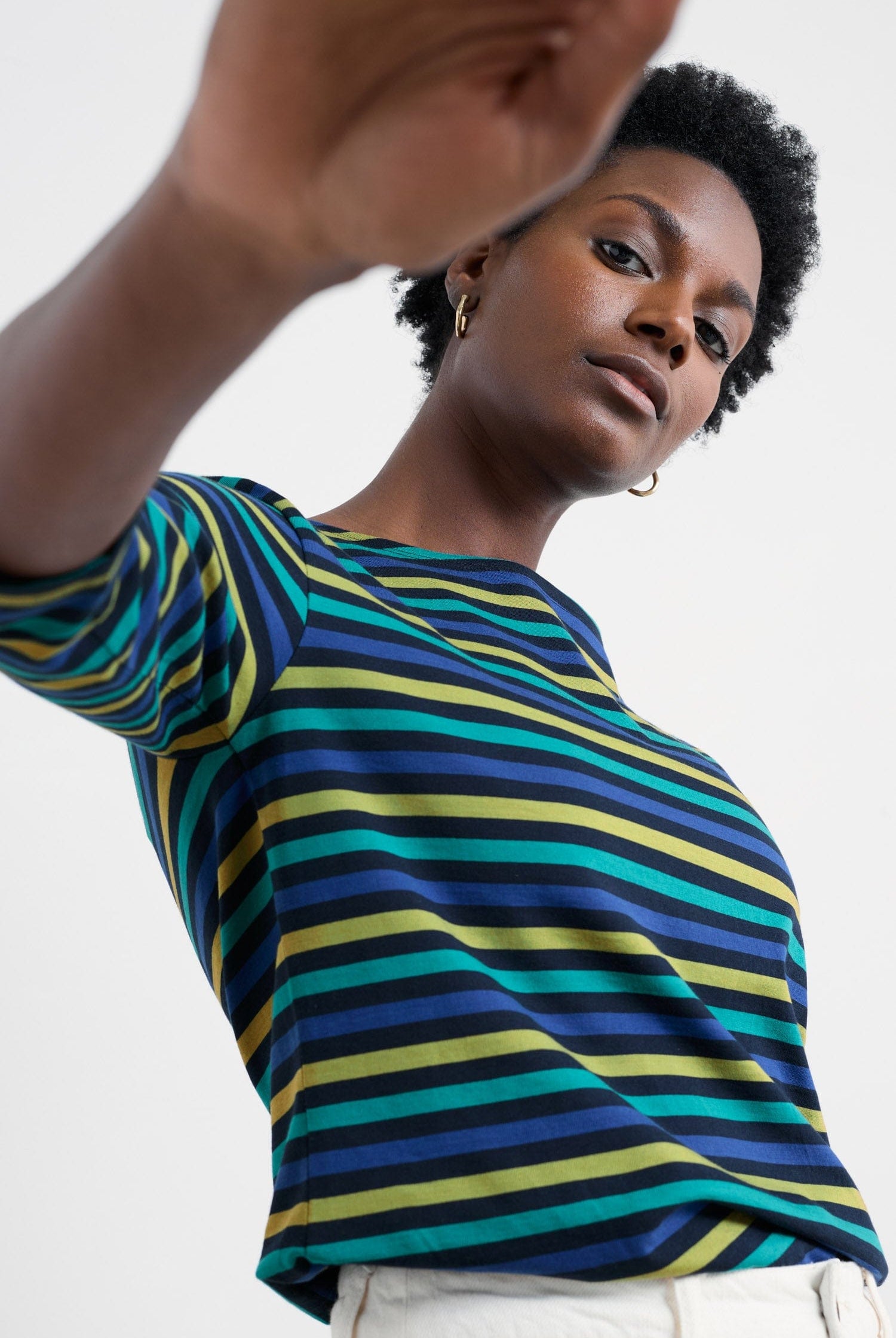 Seasalt Sailor 3/4 Sleeve Top - Tri Mini Cornish Emulsion