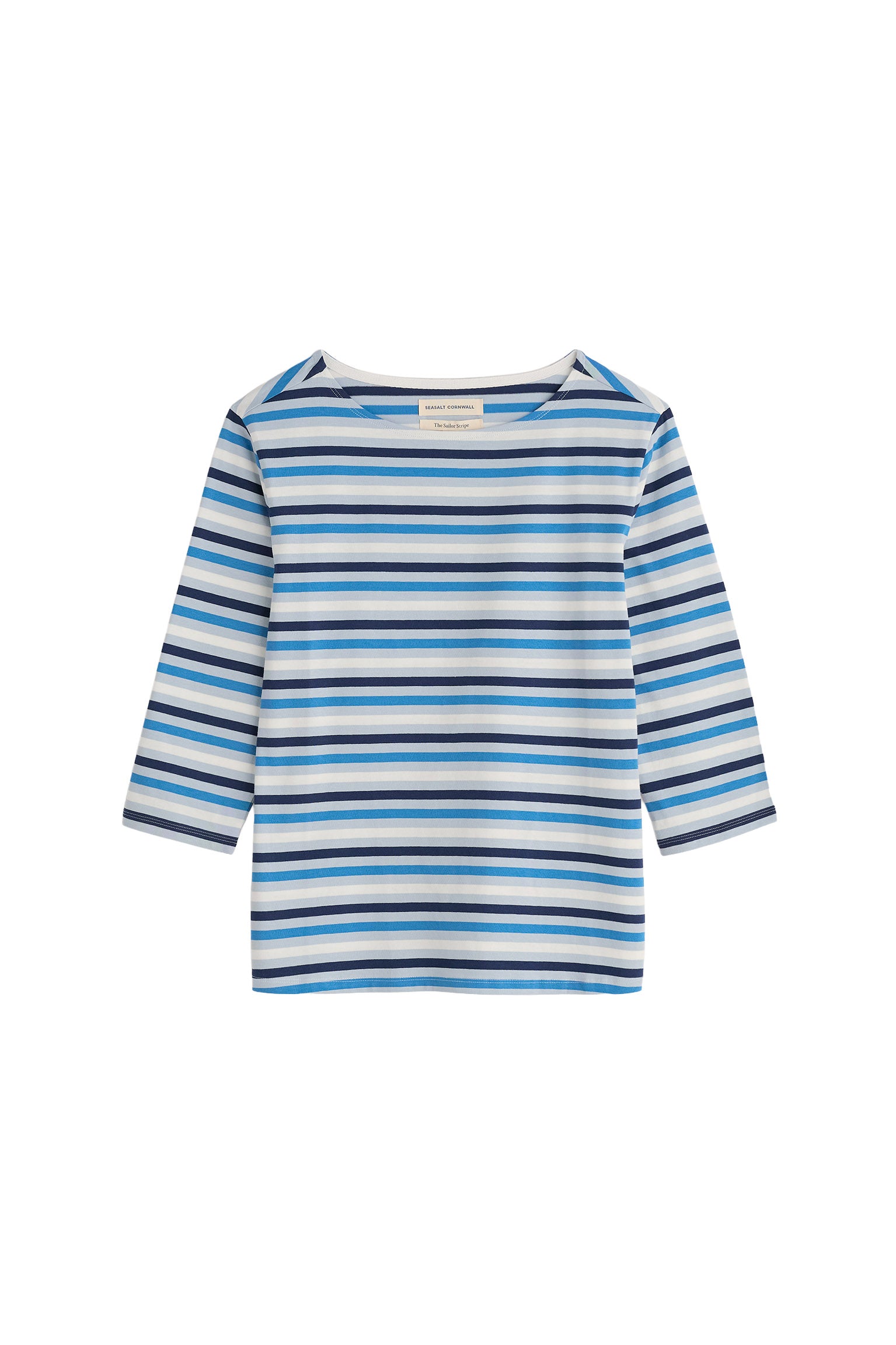 Seasalt Sailor Organic Cotton Jersey Top - Tri Mini Cornish Blue Fog