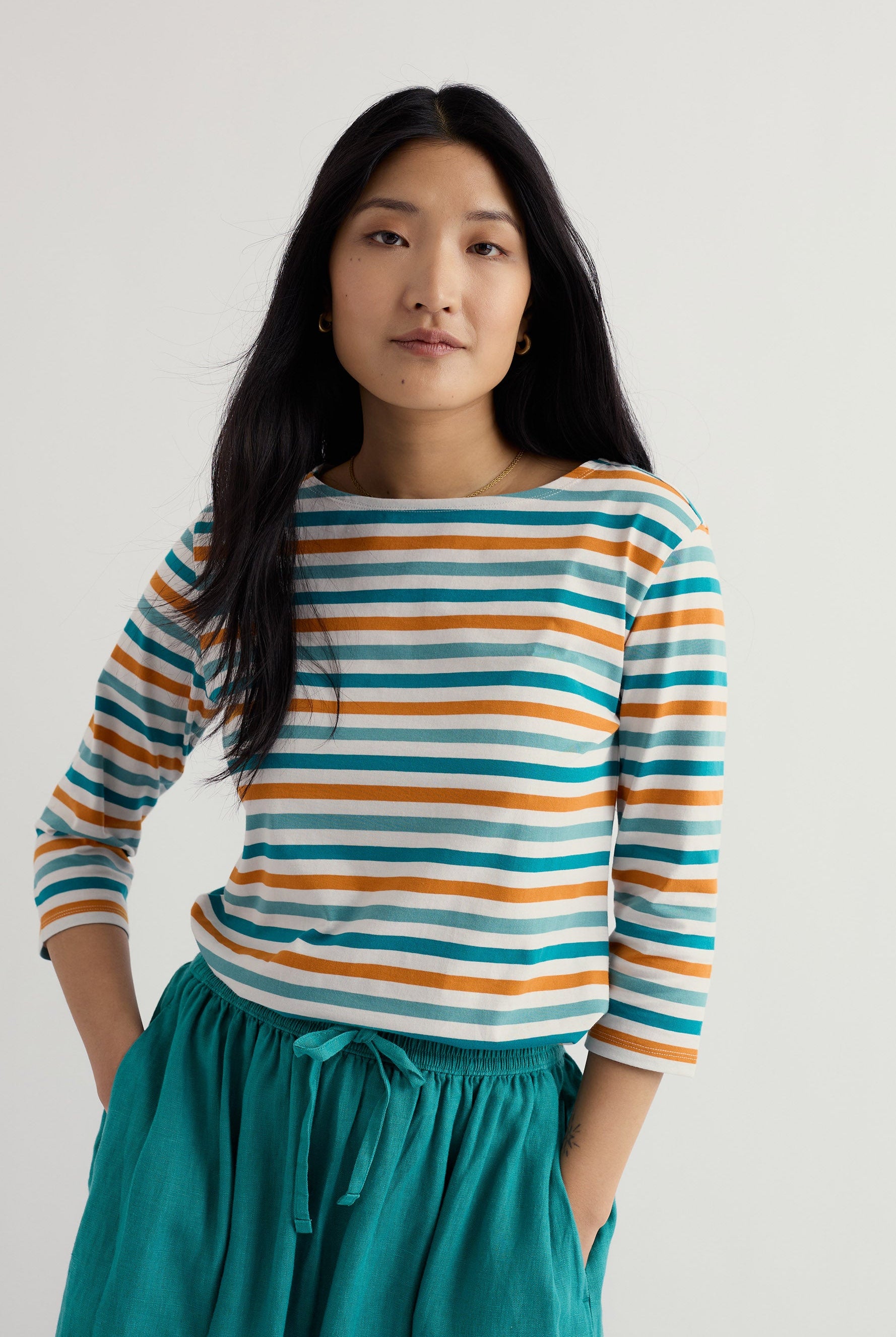 Seasalt Sailor Organic Cotton Jersey Top - Tri Mini Cornish Deep Dive