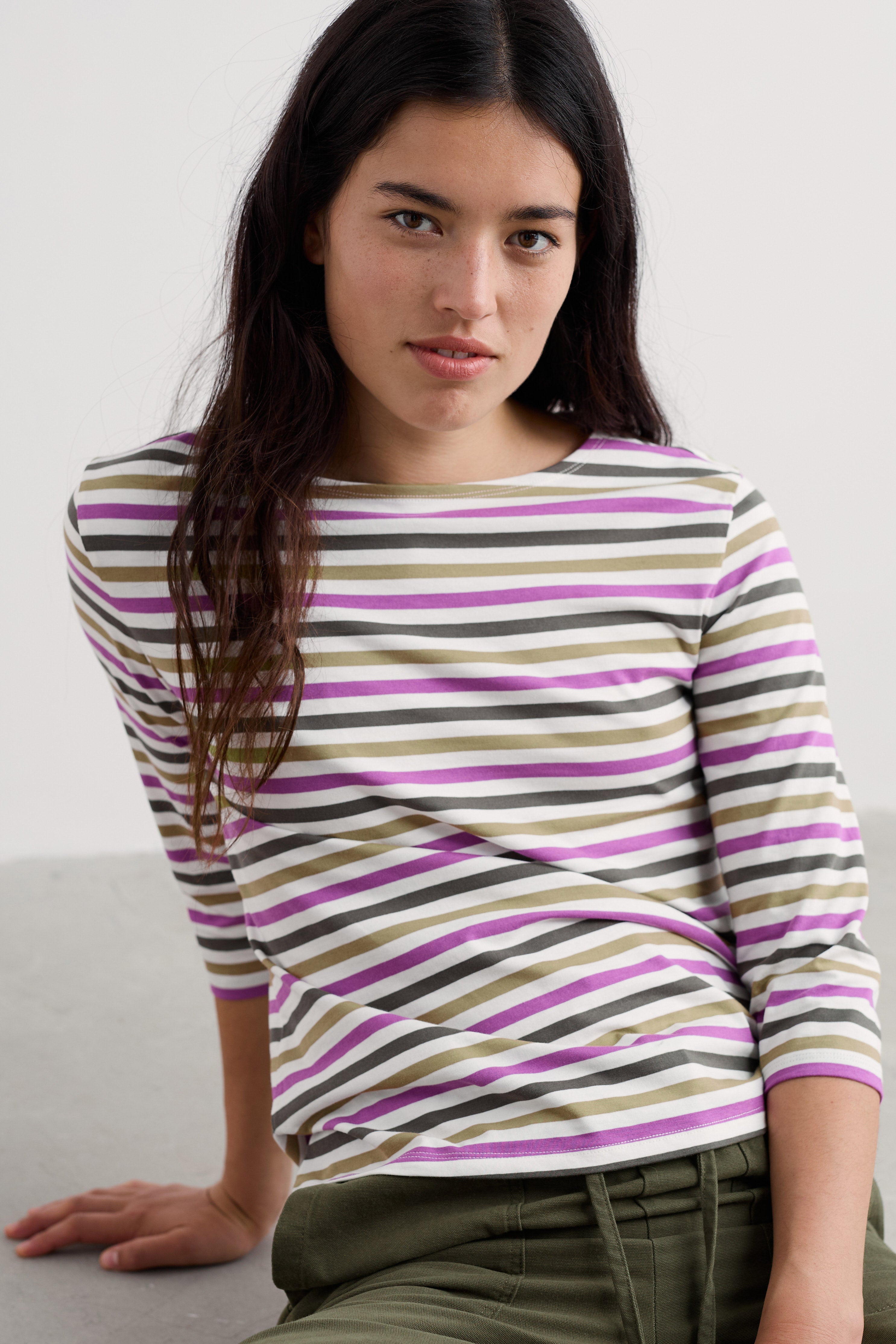 Seasalt Sailor Organic Cotton Jersey Top - Tri Mini Cornish Fennel