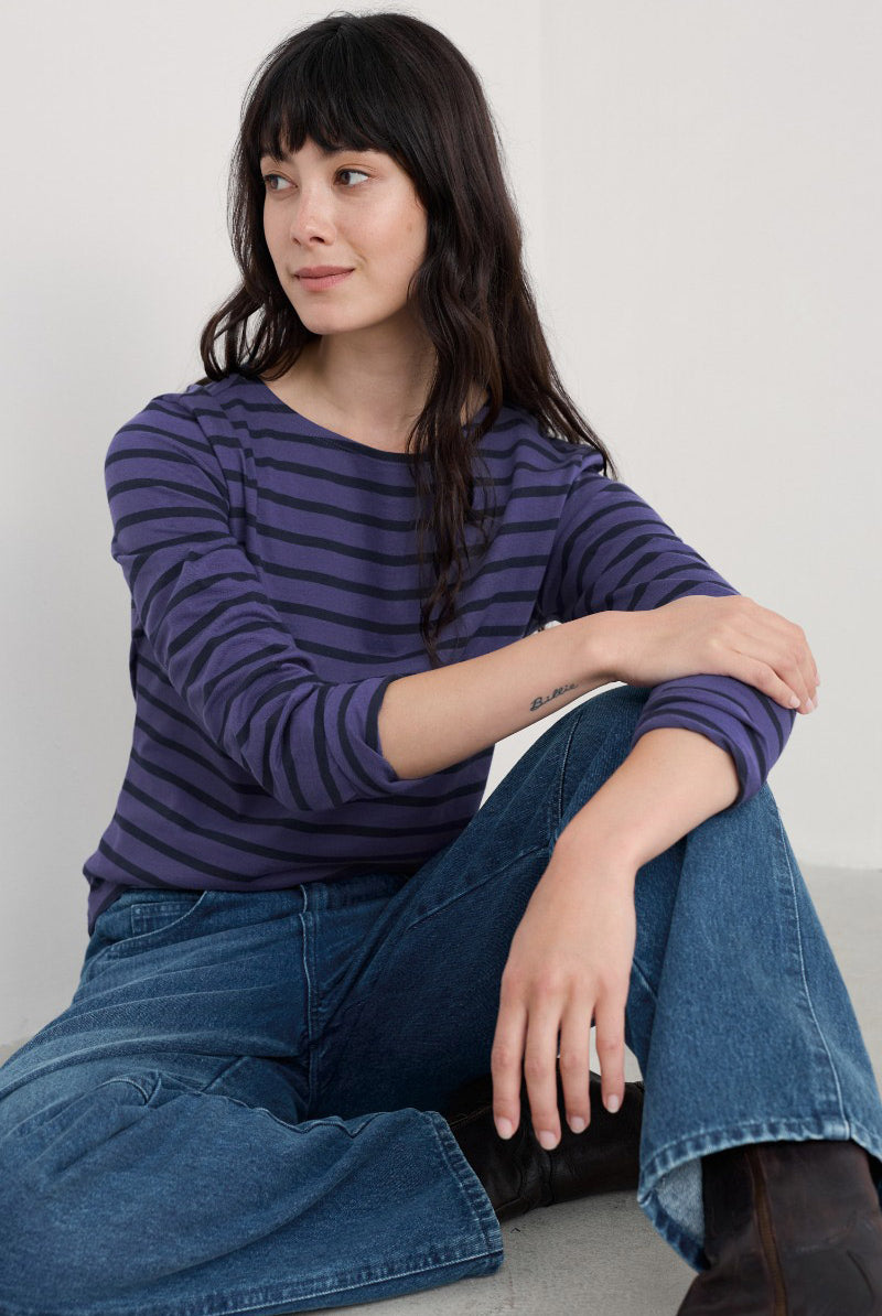 Seasalt Sailor Shirt - Breton Dark Bilberry Maritime