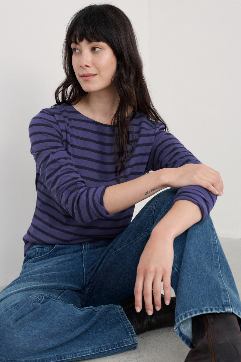 Seasalt Sailor Shirt - Breton Dark Bilberry Maritime