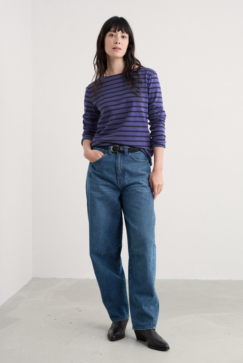 Seasalt Sailor Shirt - Breton Dark Bilberry Maritime