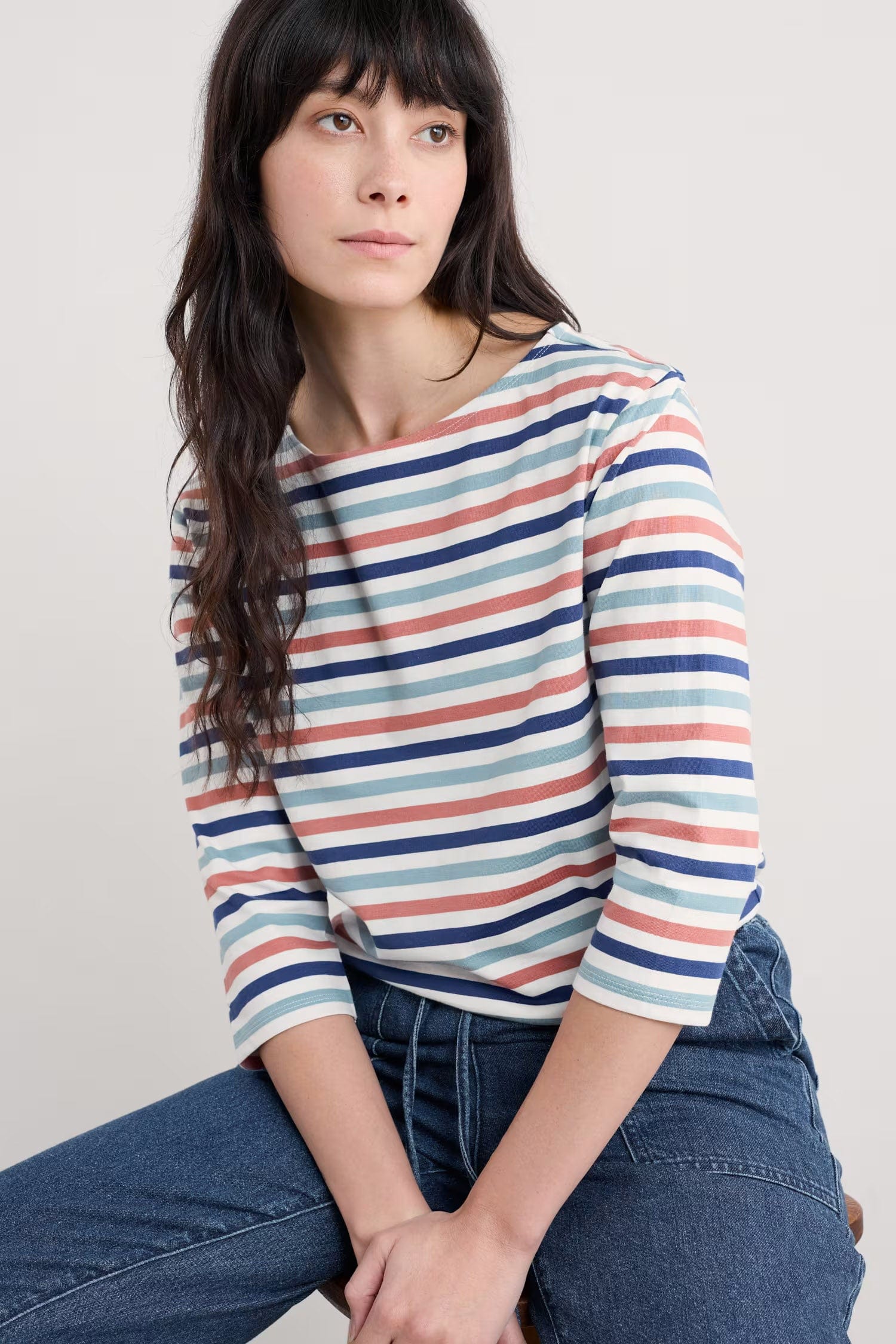 Seasalt Sailor Top - Tri Mini Cornish Chalk Rose Dew