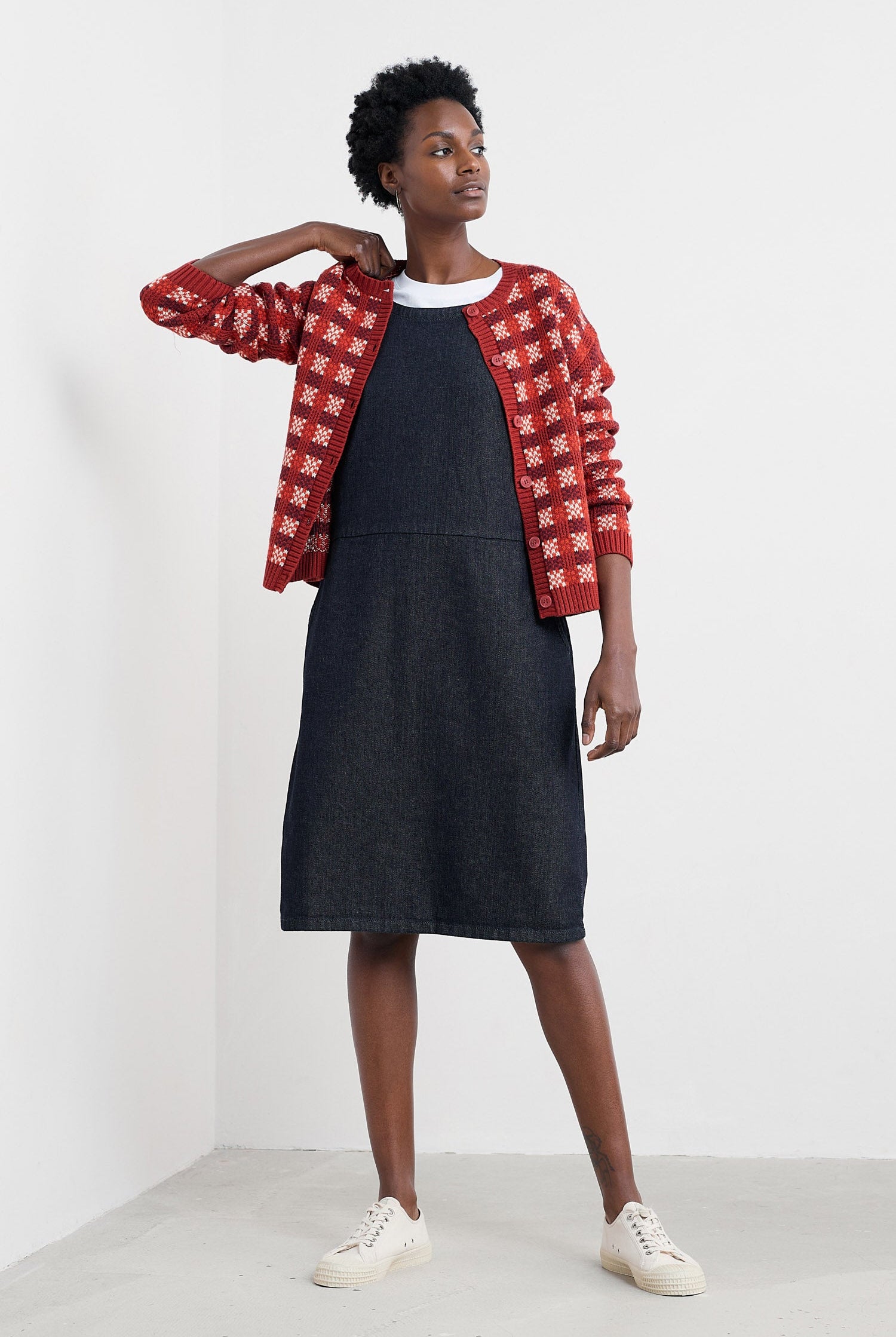 Seasalt Salt Weave Knee Length Pinafore - Dark Wash