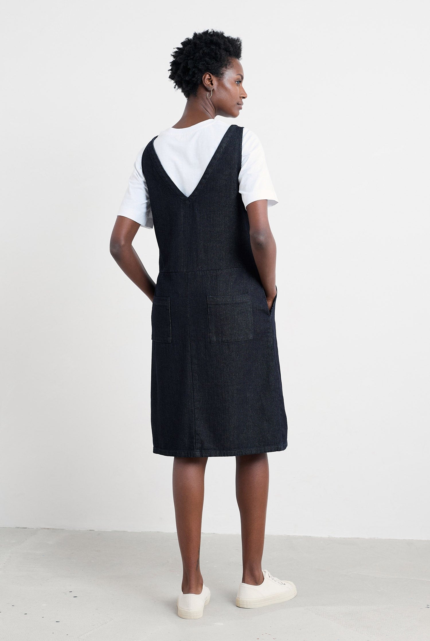 Seasalt Salt Weave Knee Length Pinafore - Dark Wash