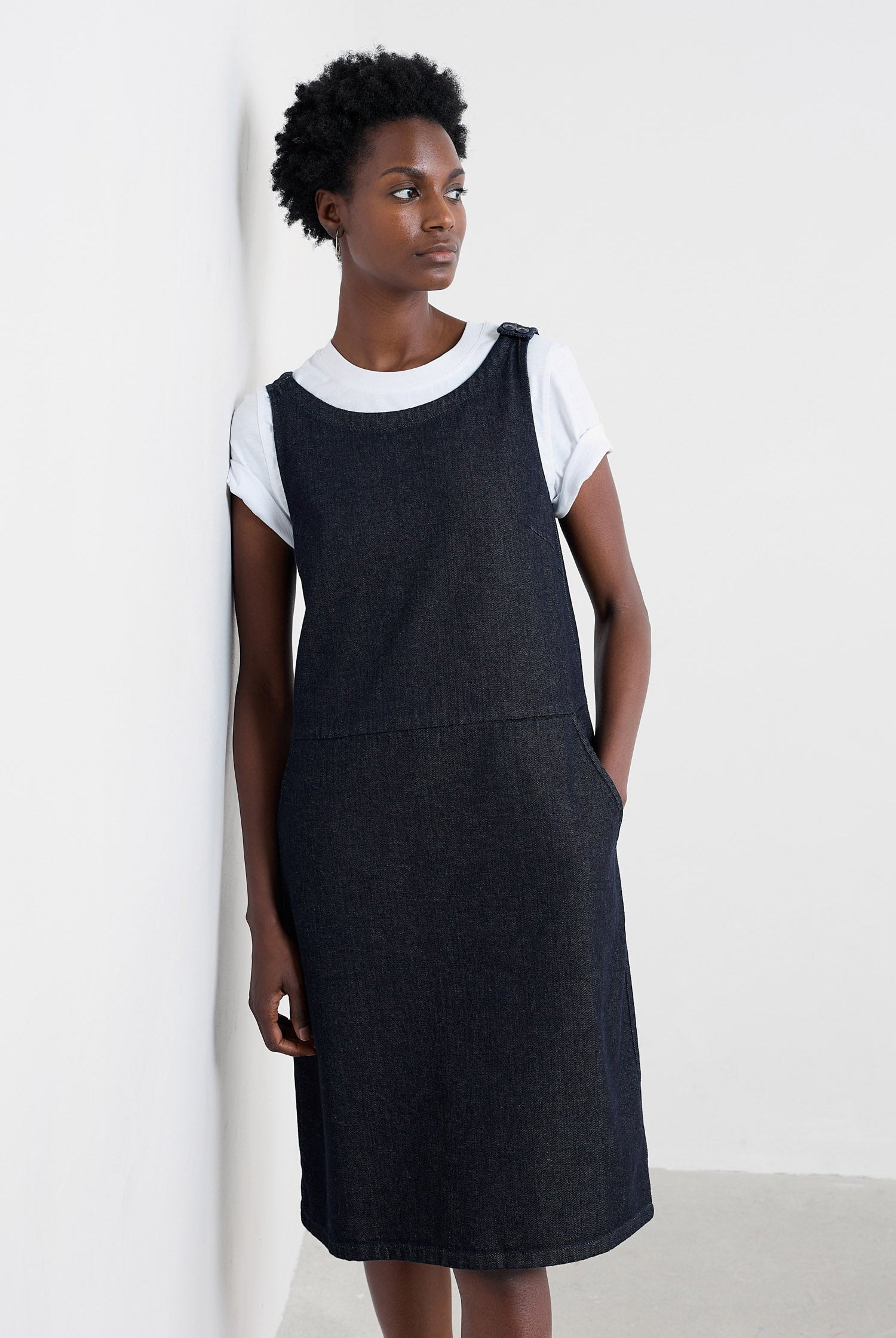 Seasalt Salt Weave Knee Length Pinafore - Dark Wash