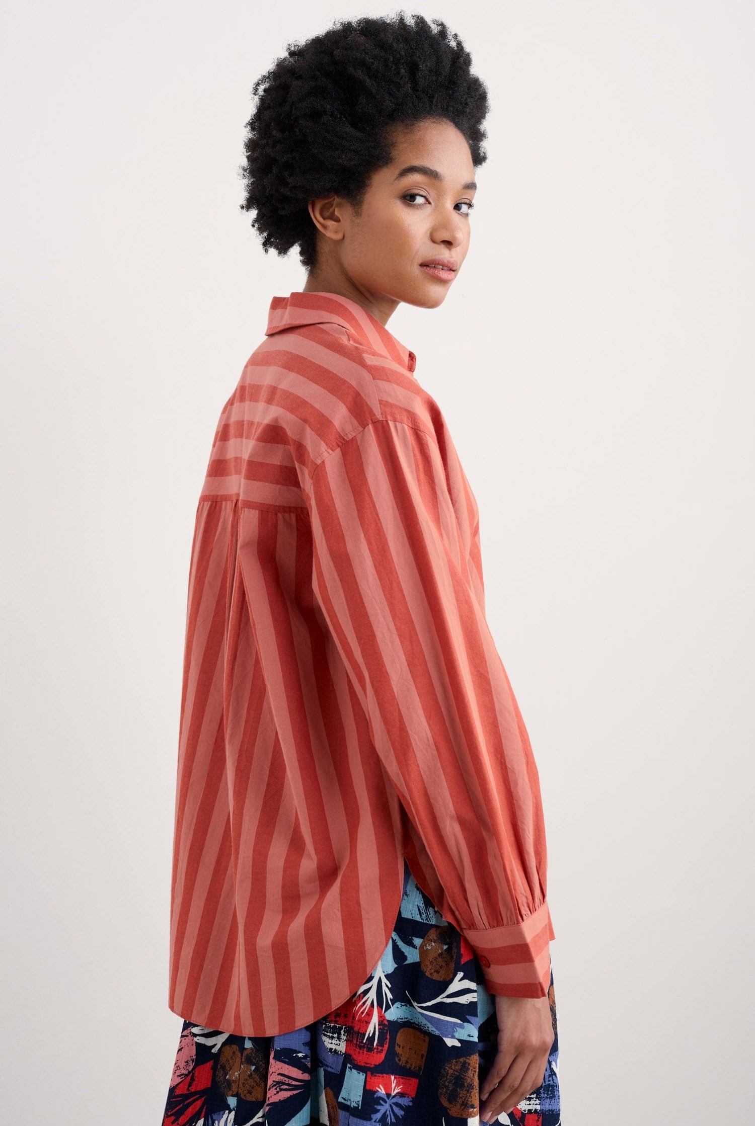 Seasalt Sea Path Shirt - Scallion Stripe Dark Cinnamon
