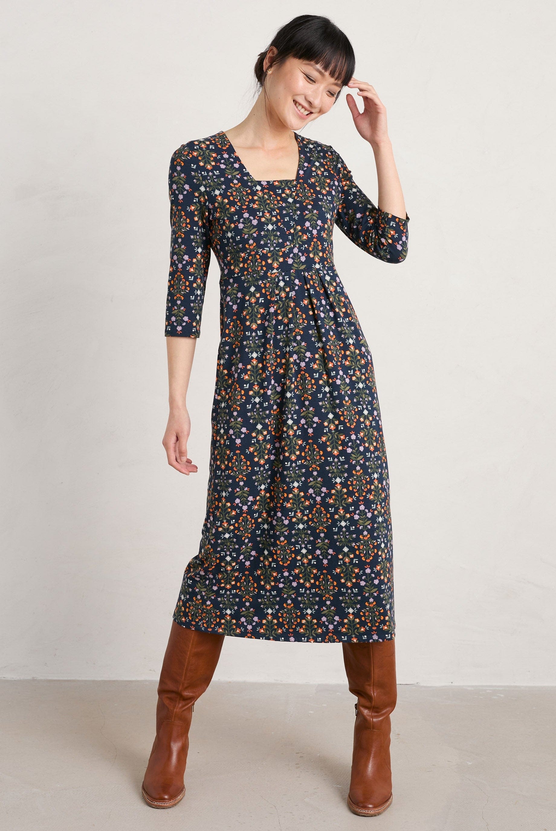 Seasalt Seed Packet Dress - Floral Blanket Maritime