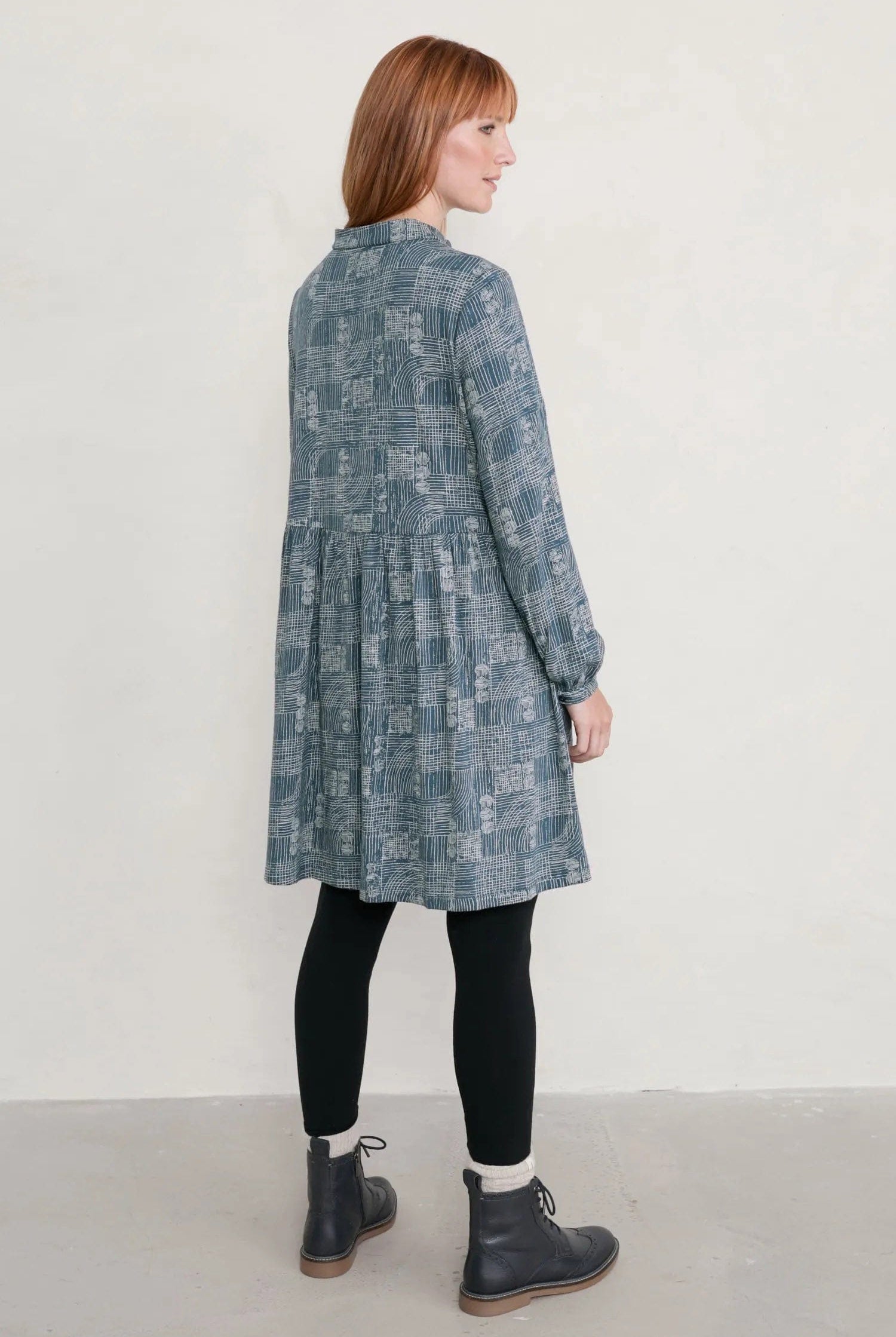 Seasalt Selven Dress - Hatched Landscape Deep Teal
