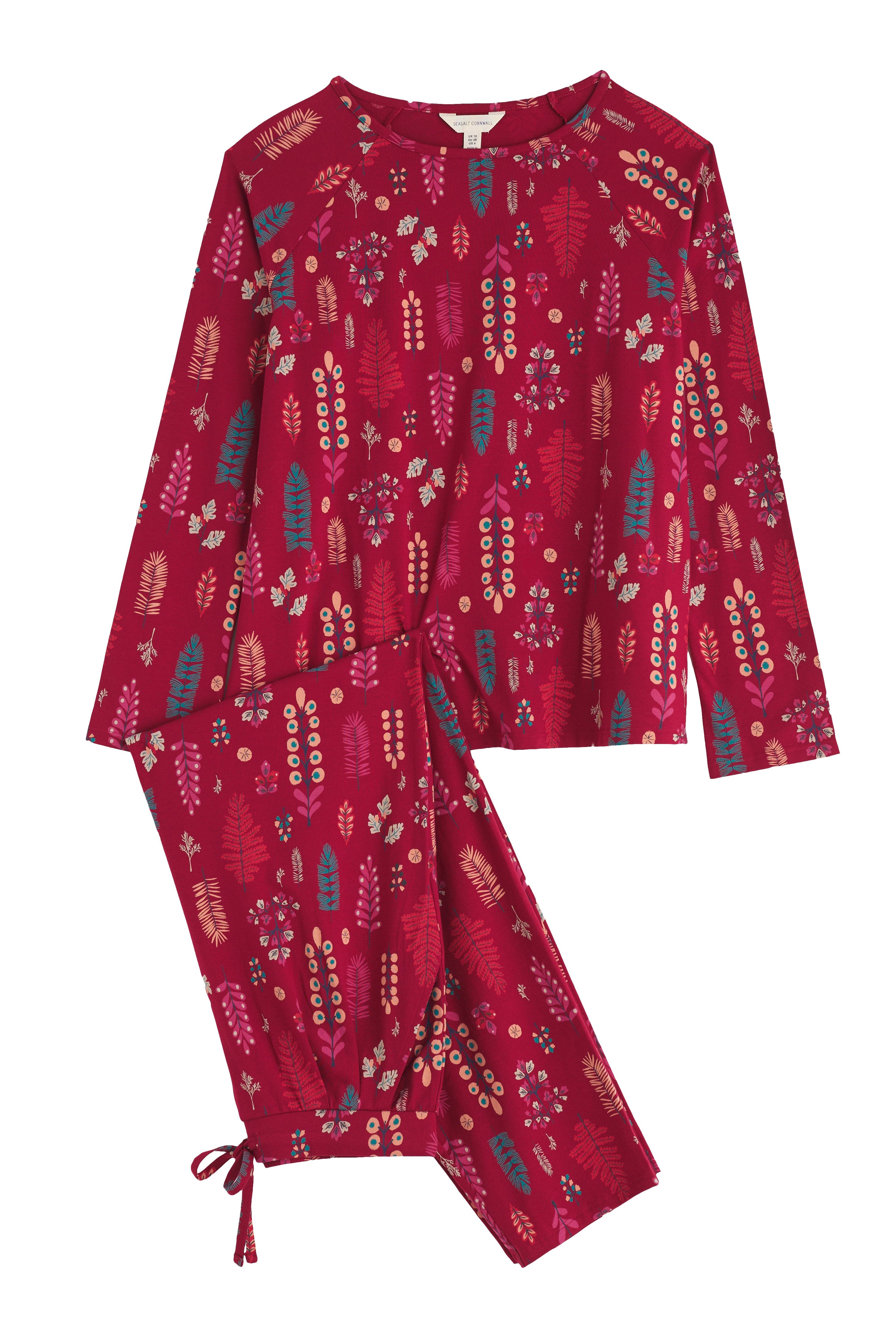 Seasalt Setting Sun Cotton Jersey Pyjamas - Botanical Woodland Jam