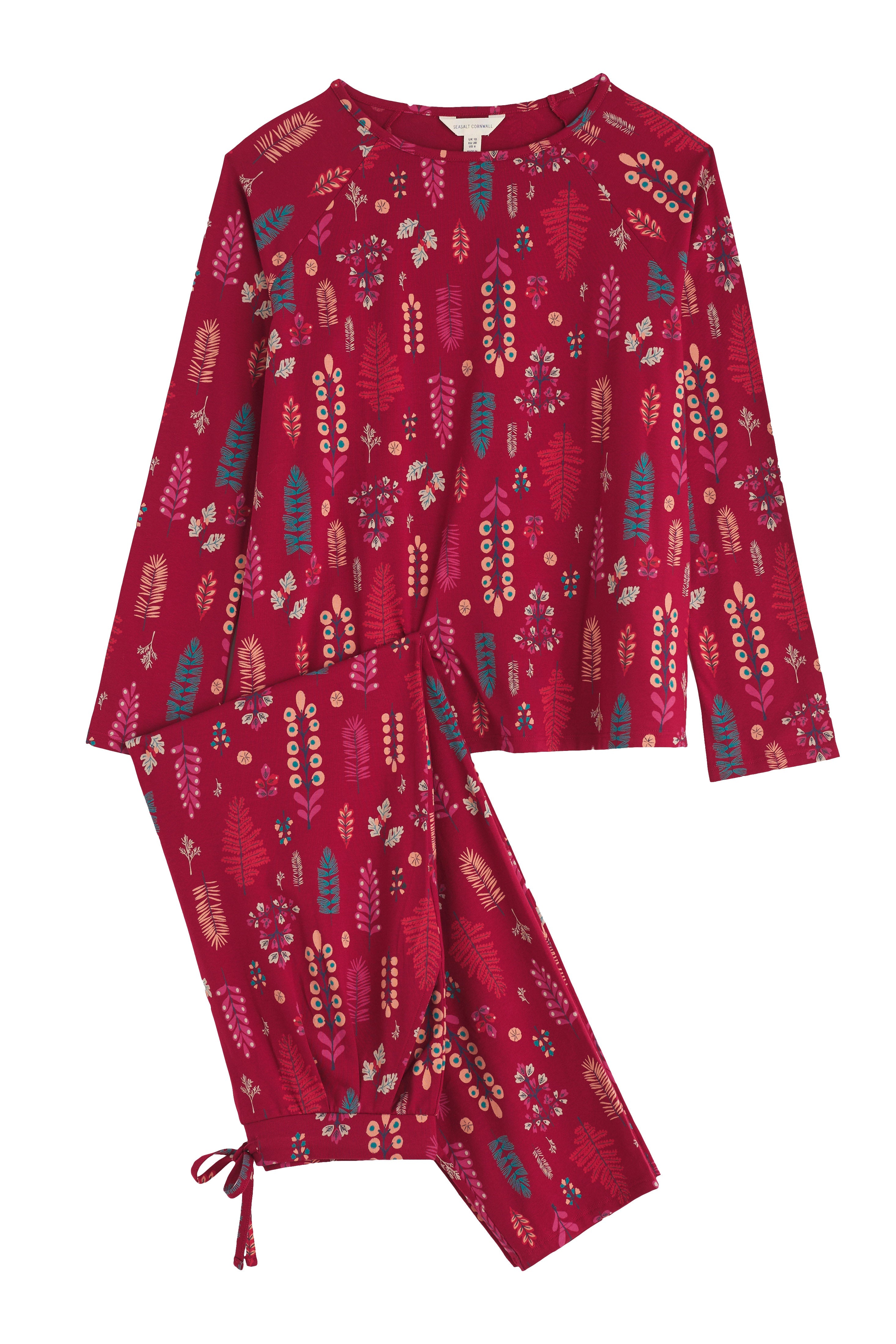 Seasalt Setting Sun Cotton Jersey Pyjamas - Botanical Woodland Jam