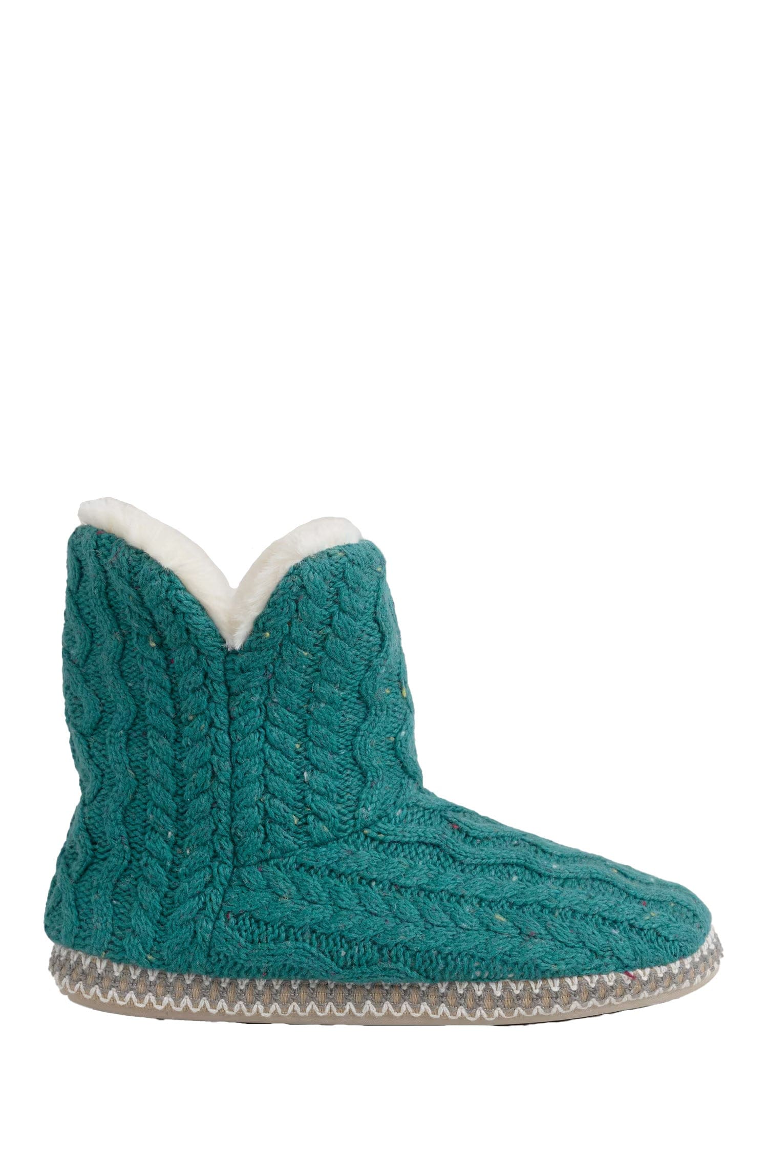Seasalt Starry Night Cable Knit Slipper Bootie - Dark Jade