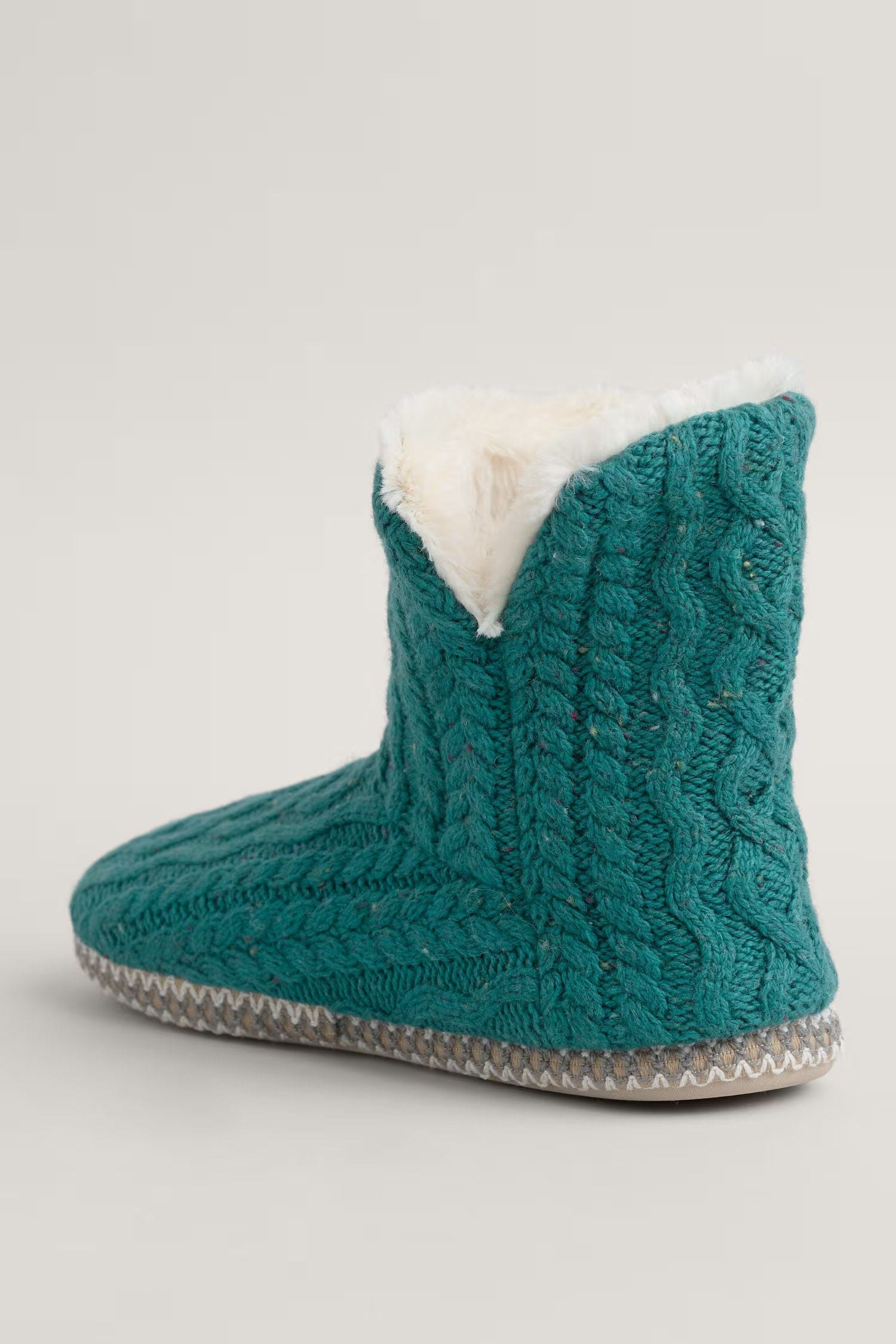 Seasalt Starry Night Cable Knit Slipper Bootie - Dark Jade