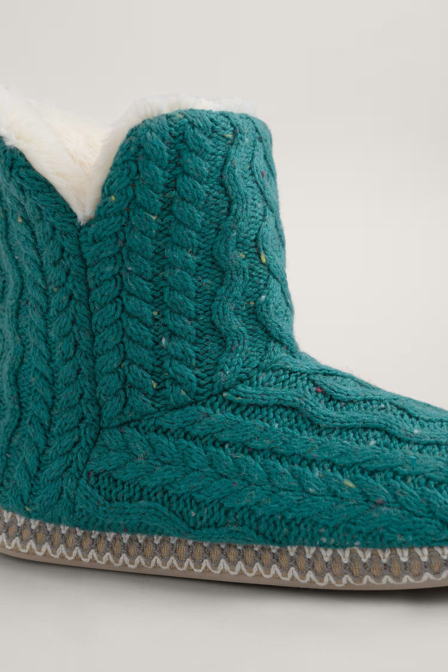 Seasalt Starry Night Cable Knit Slipper Bootie - Dark Jade