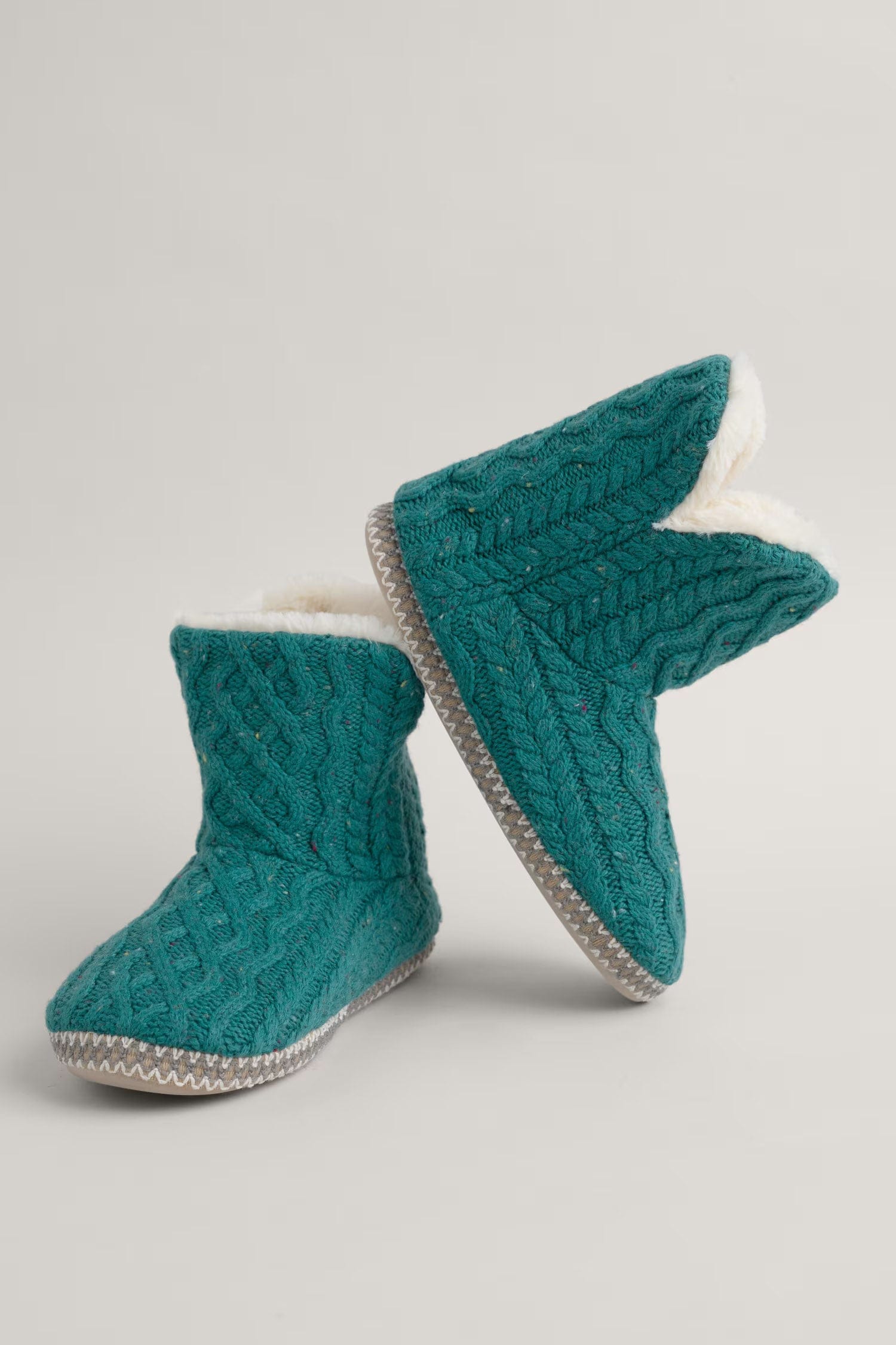 Seasalt Starry Night Cable Knit Slipper Bootie - Dark Jade