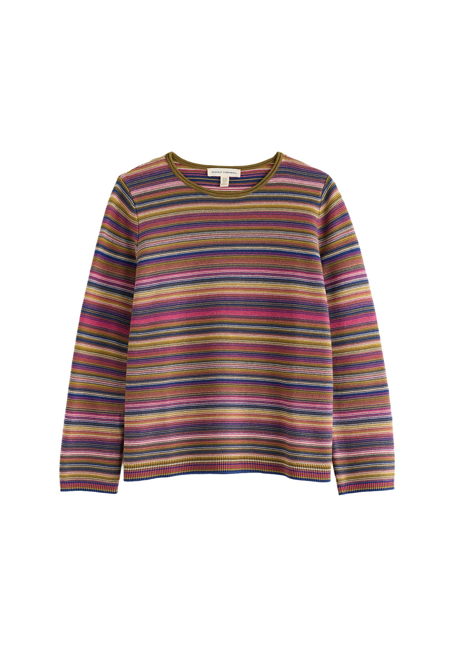 Seasalt Striped Makers Jumper - Ripple Marks Fern Moss Multi