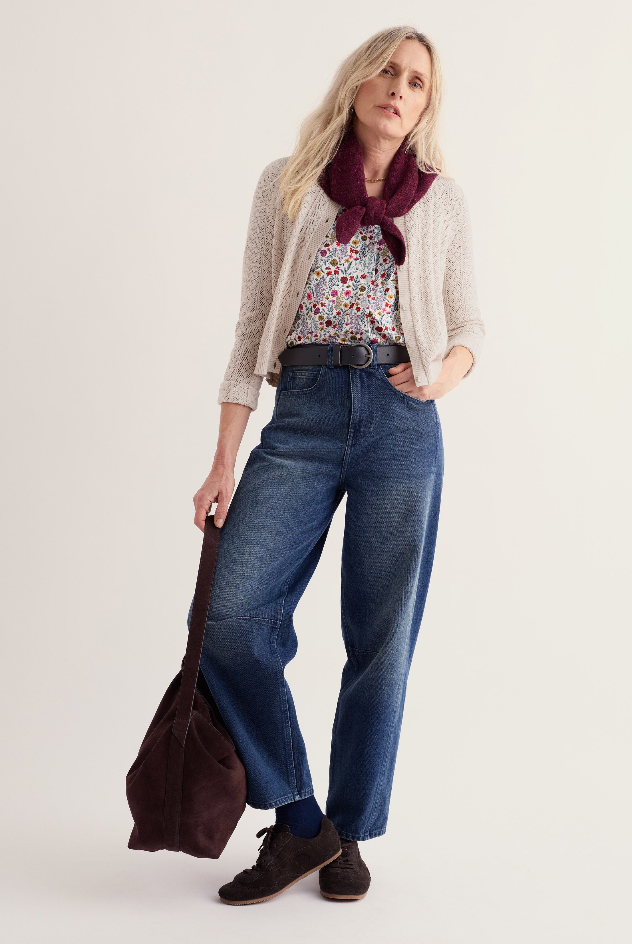 Seasalt Studio 3/4 Button-Through Top - Wild Borders Chalk