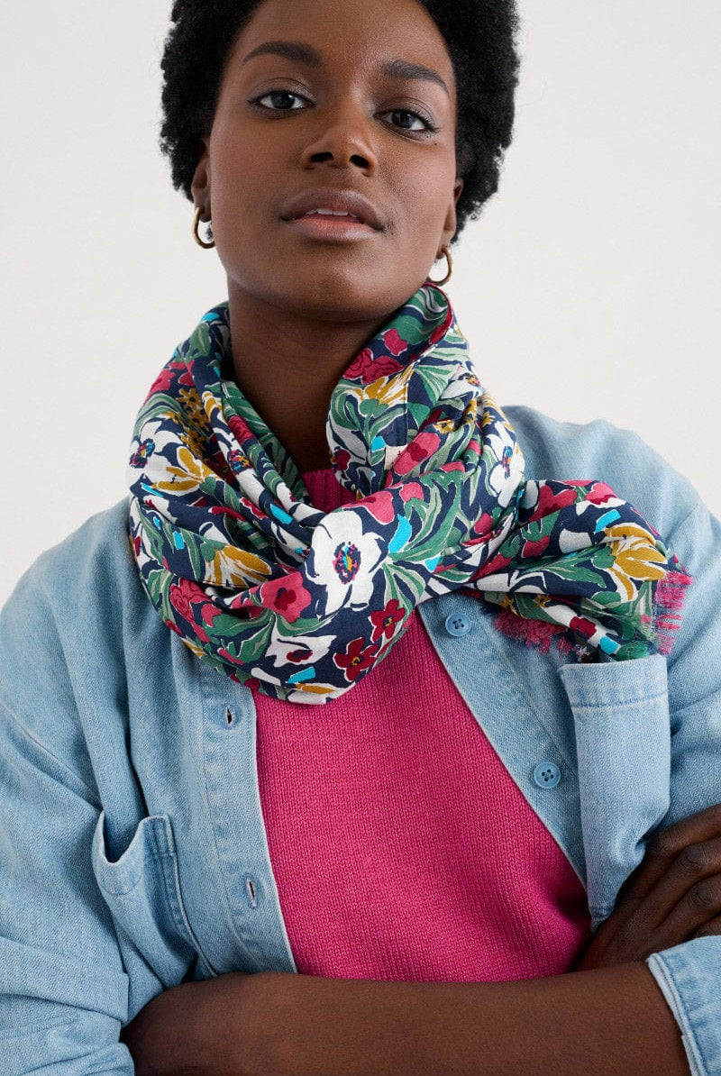 Seasalt Summer Scarf - Garden Flowers Night B-AC31409_35342_OS