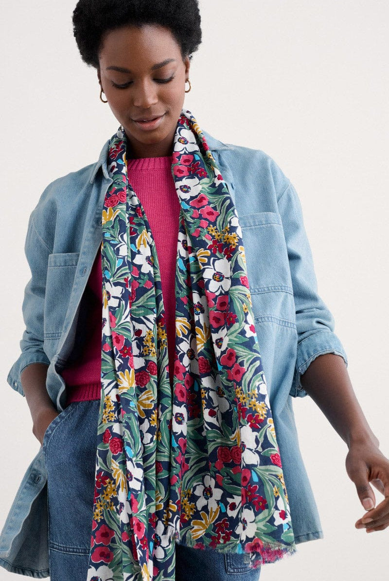 Seasalt Summer Scarf - Garden Flowers Night B-AC31409_35342_OS