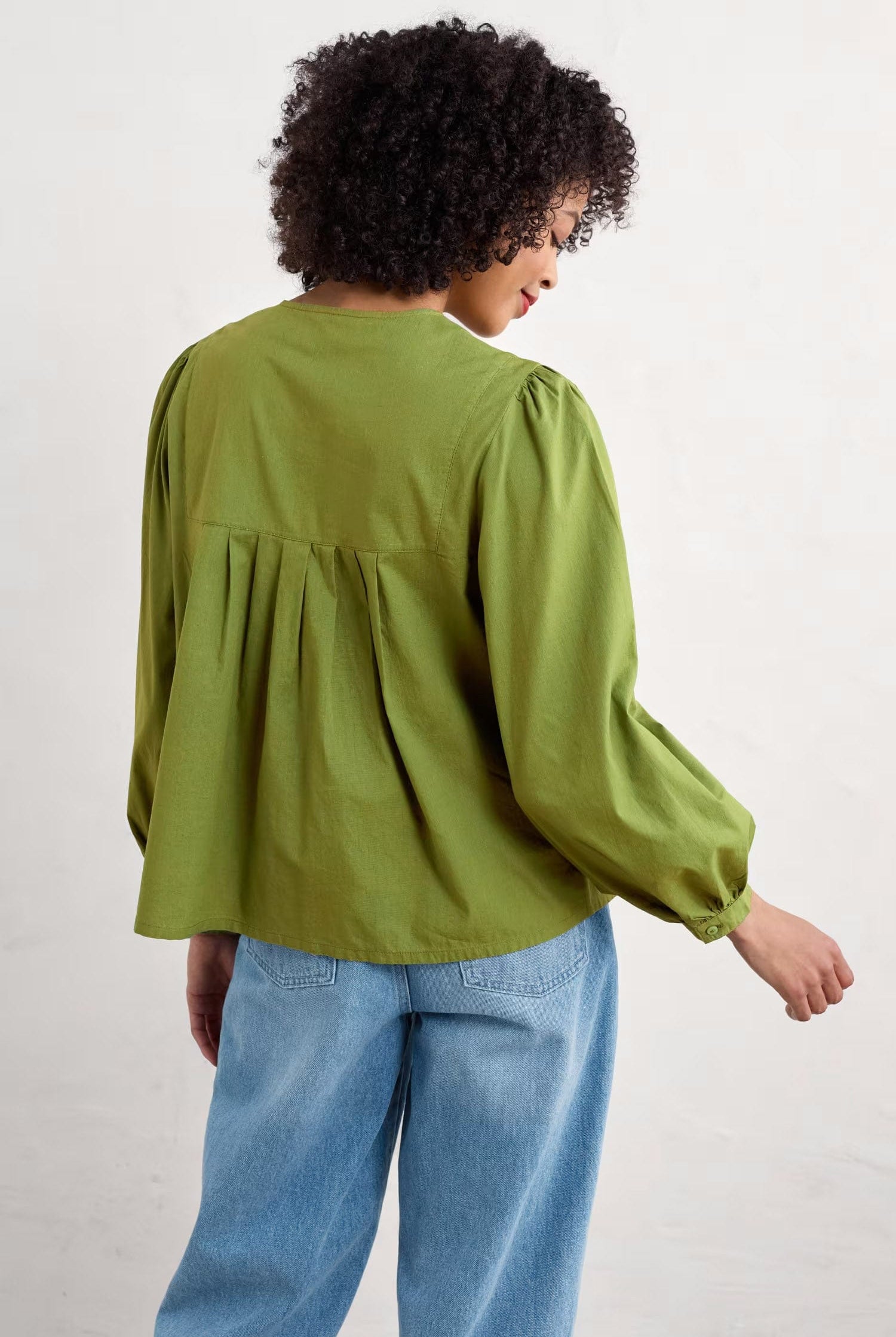 Seasalt Thornapple Organic Cotton Embroidered Shirt - Dark Citron