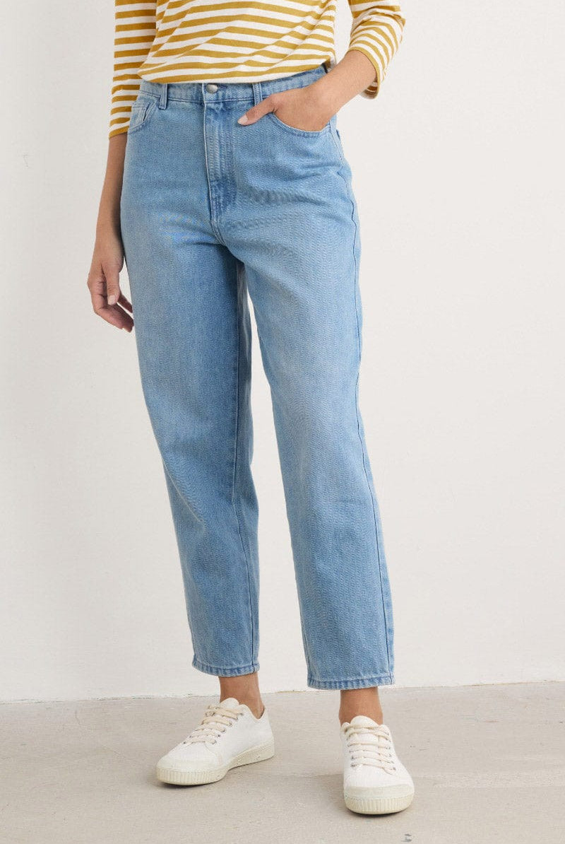 Seasalt Towan Barrel Leg Jeans - Light Wash High Twist