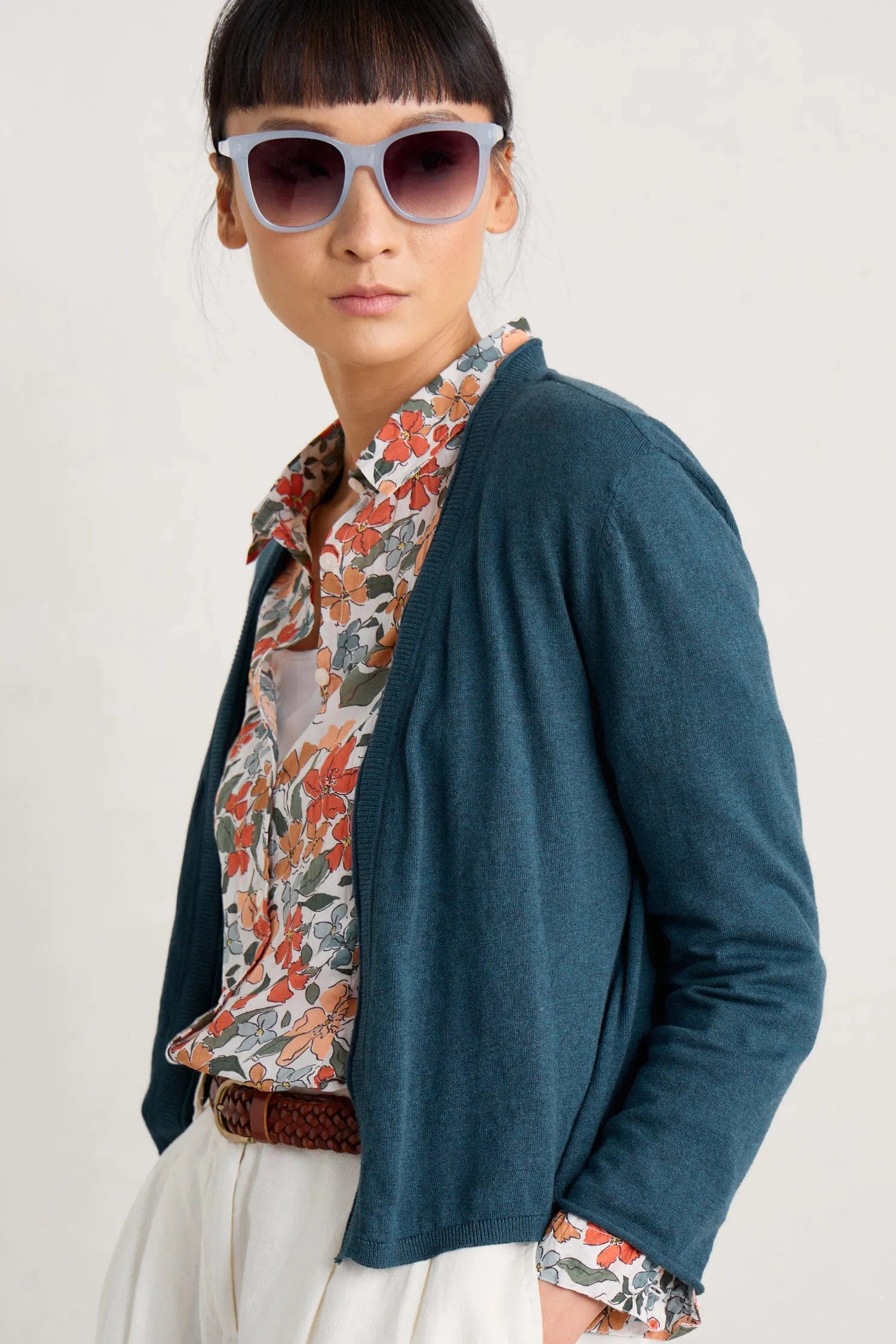 Seasalt Vanessa Cotton Cardigan - Light Squid