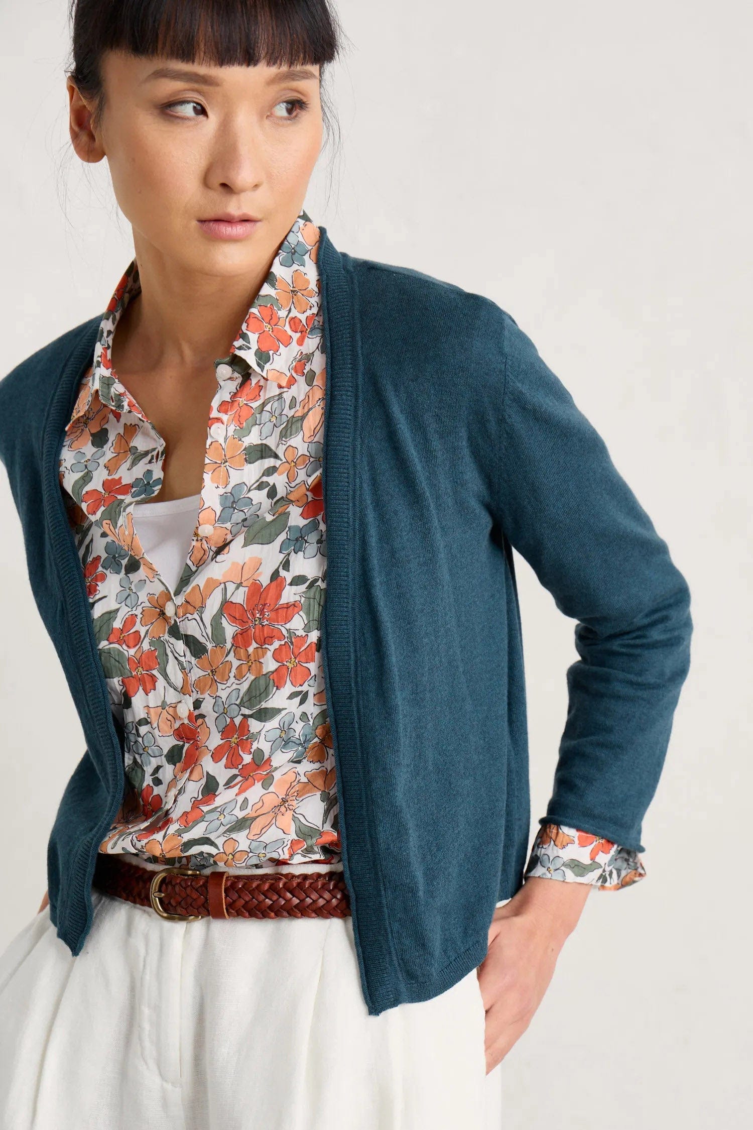 Seasalt Vanessa Cotton Cardigan - Light Squid