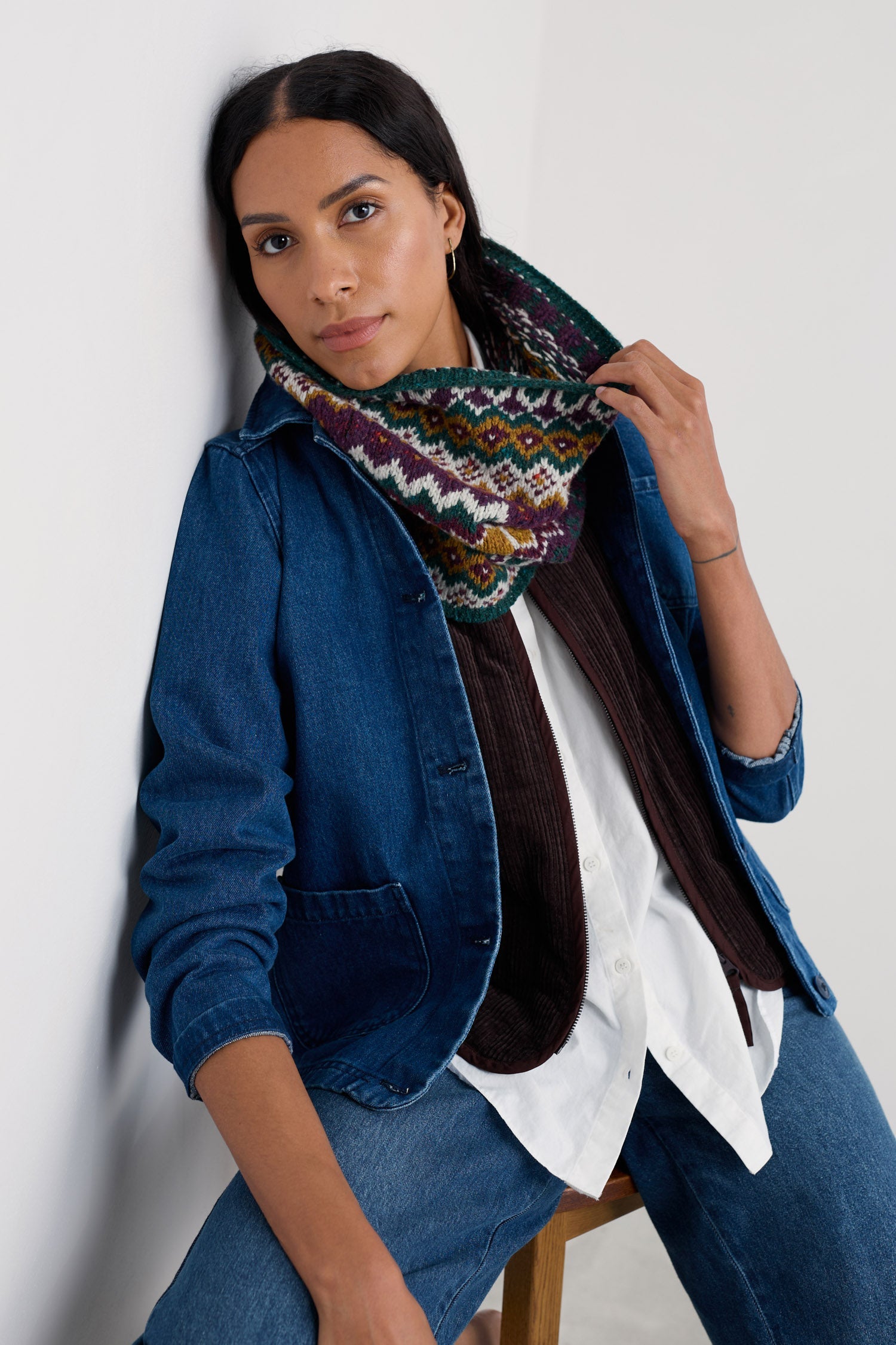 Seasalt Weatherhill Fair Isle Wool Blend Snood - Modernist Dark Wreckage Multi B-AC37549_37121_OS