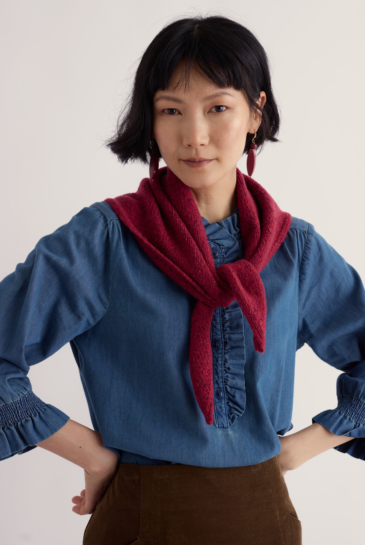 Seasalt Wild Bilberry Knitted Triangle Scarf - Dahlia B-AC38244_10371_OS