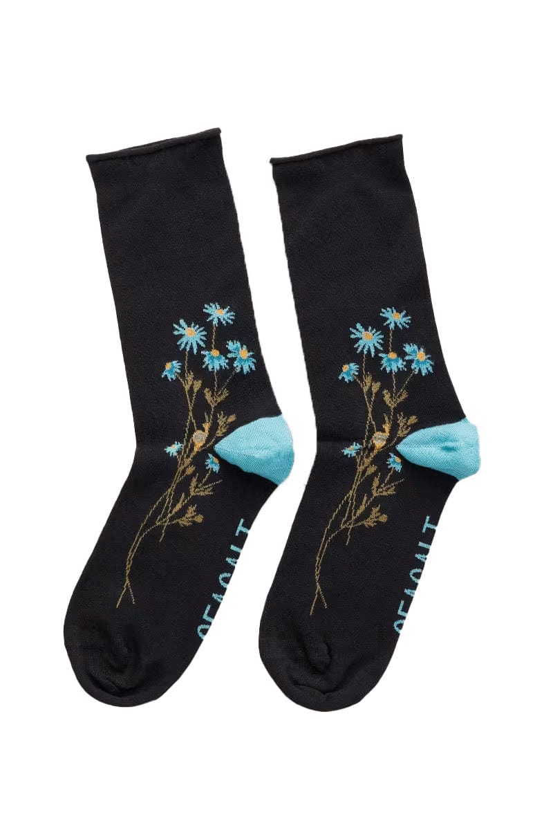 Seasalt Women's Bamboo Arty Socks - Daisy Path Onyx B-AC17165_34530_OS