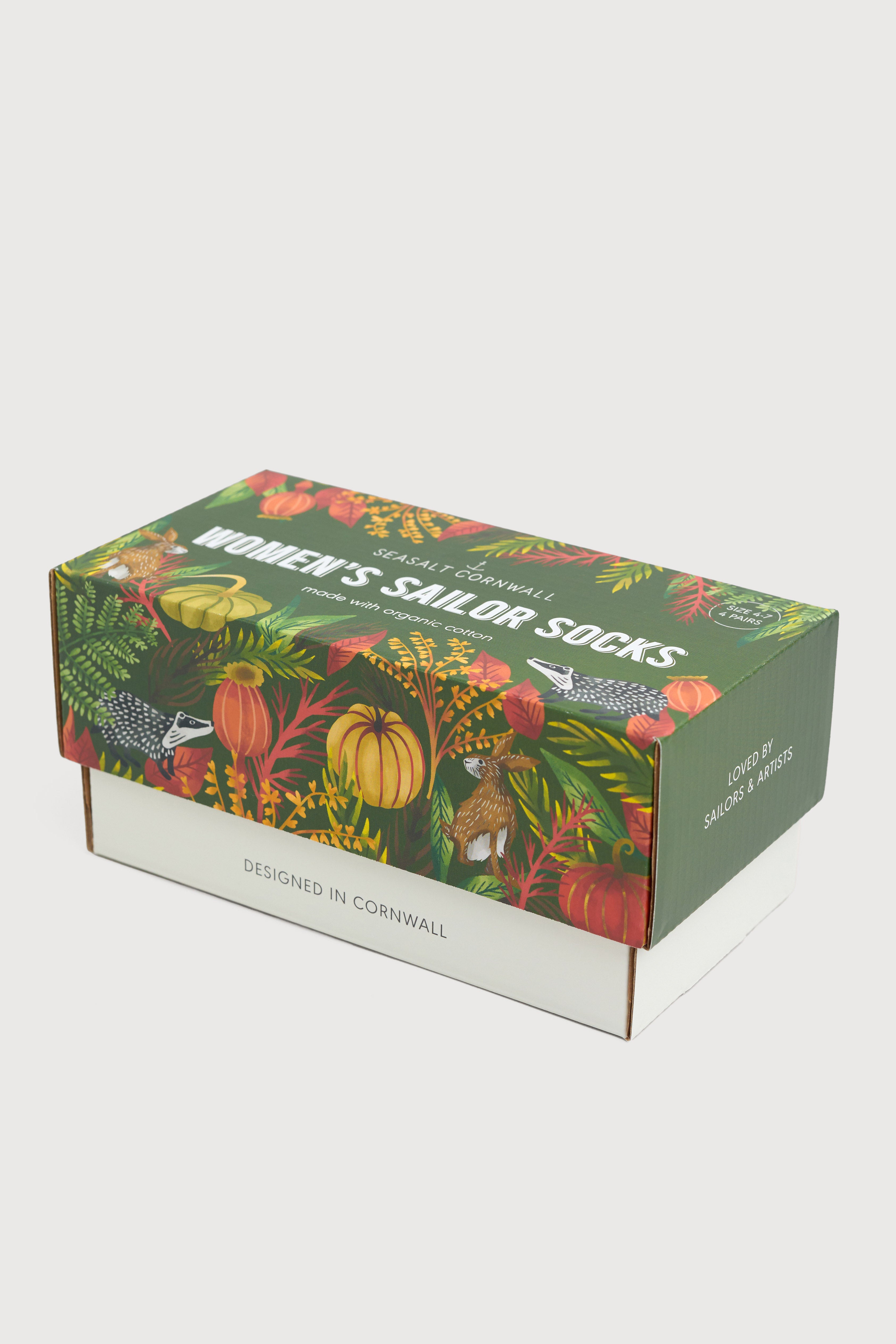 Seasalt Women's Sailor Socks Box of 4 Nature - Fronds Mix B-AC34876_34260_OS