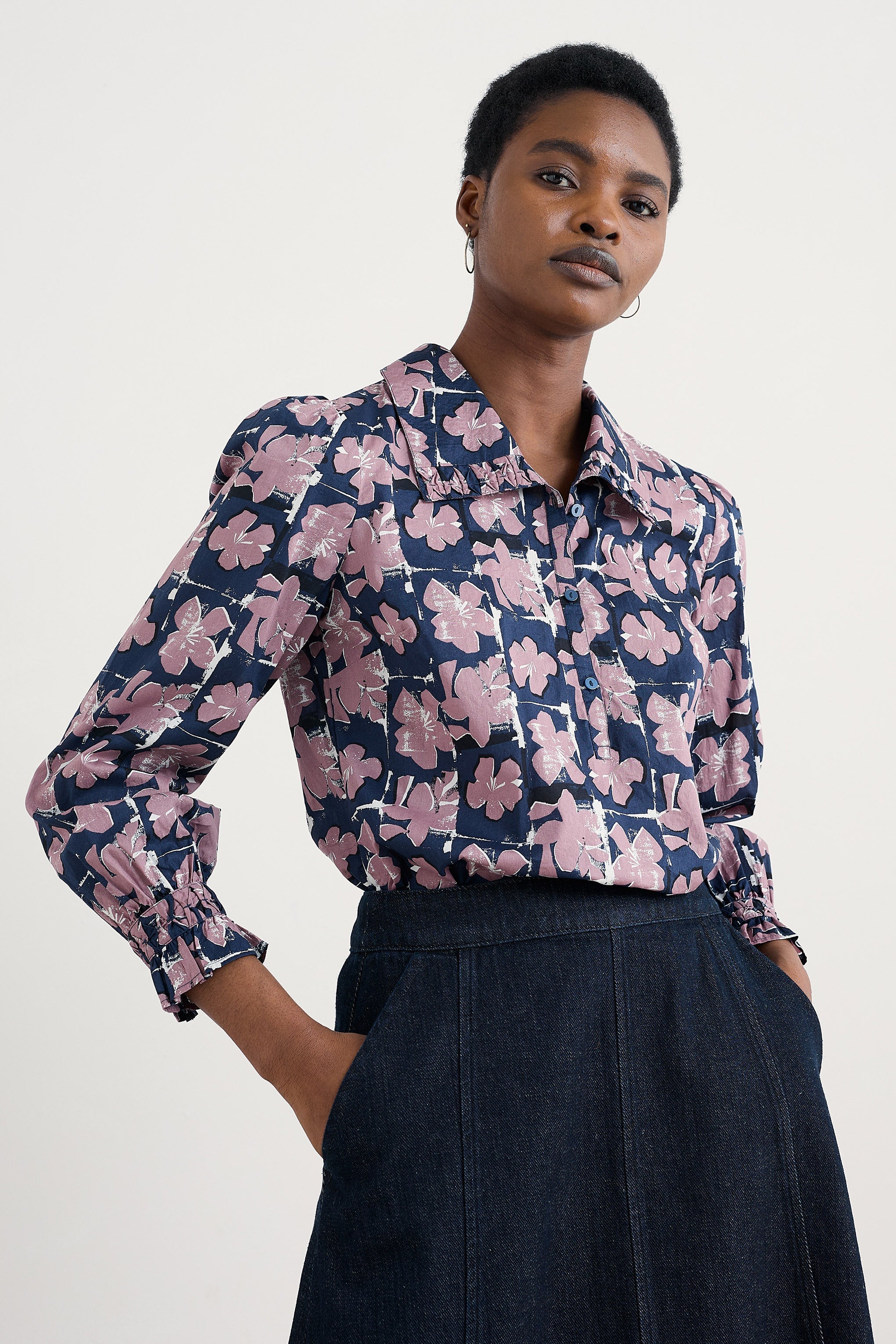 Seasalt Ysella Blouse - Monoprint Floral Maritime