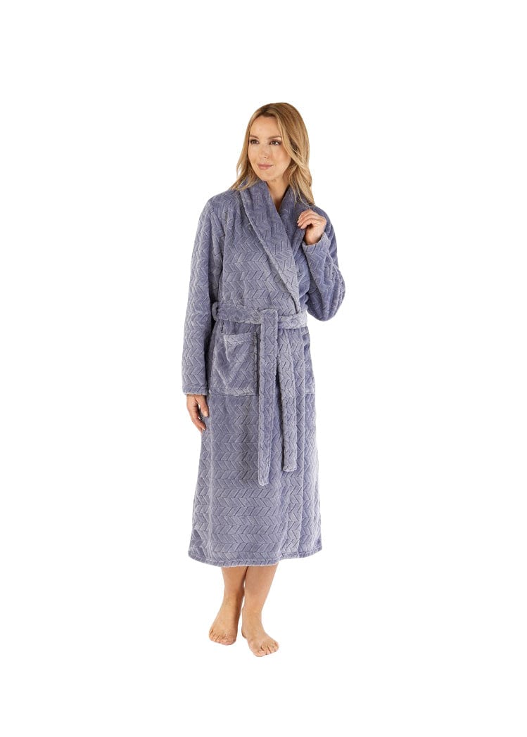 Slenderella 46 Inch Chevron Dressing Gown - Grey