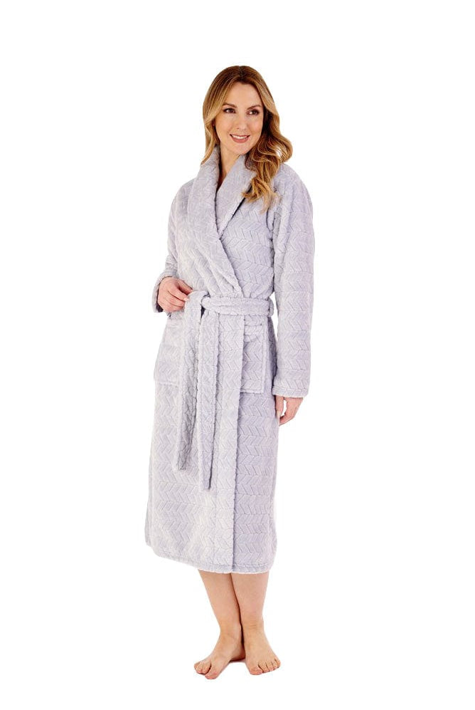 Slenderella Chevron Dressing Gown - Grey