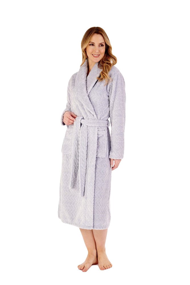 Slenderella Chevron Dressing Gown - Grey
