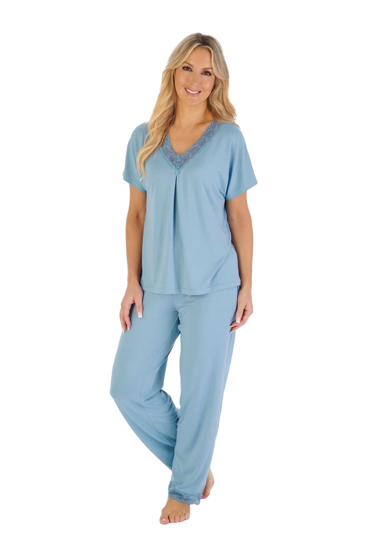 Slenderella Gaspe Supersoft Pyjama Set - Blue