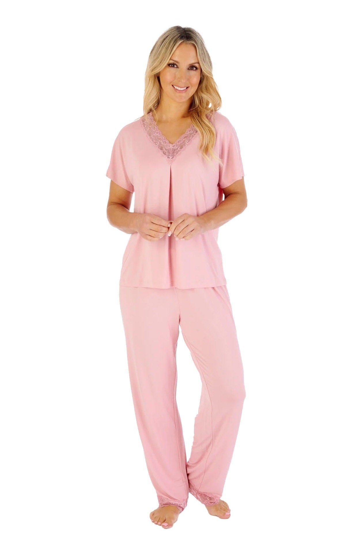 Slenderella Gaspe Supersoft Pyjama Set - Pink