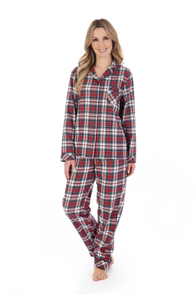 Slenderella Long Sleeve Brushed Cotton Pyjama Set - Tartan