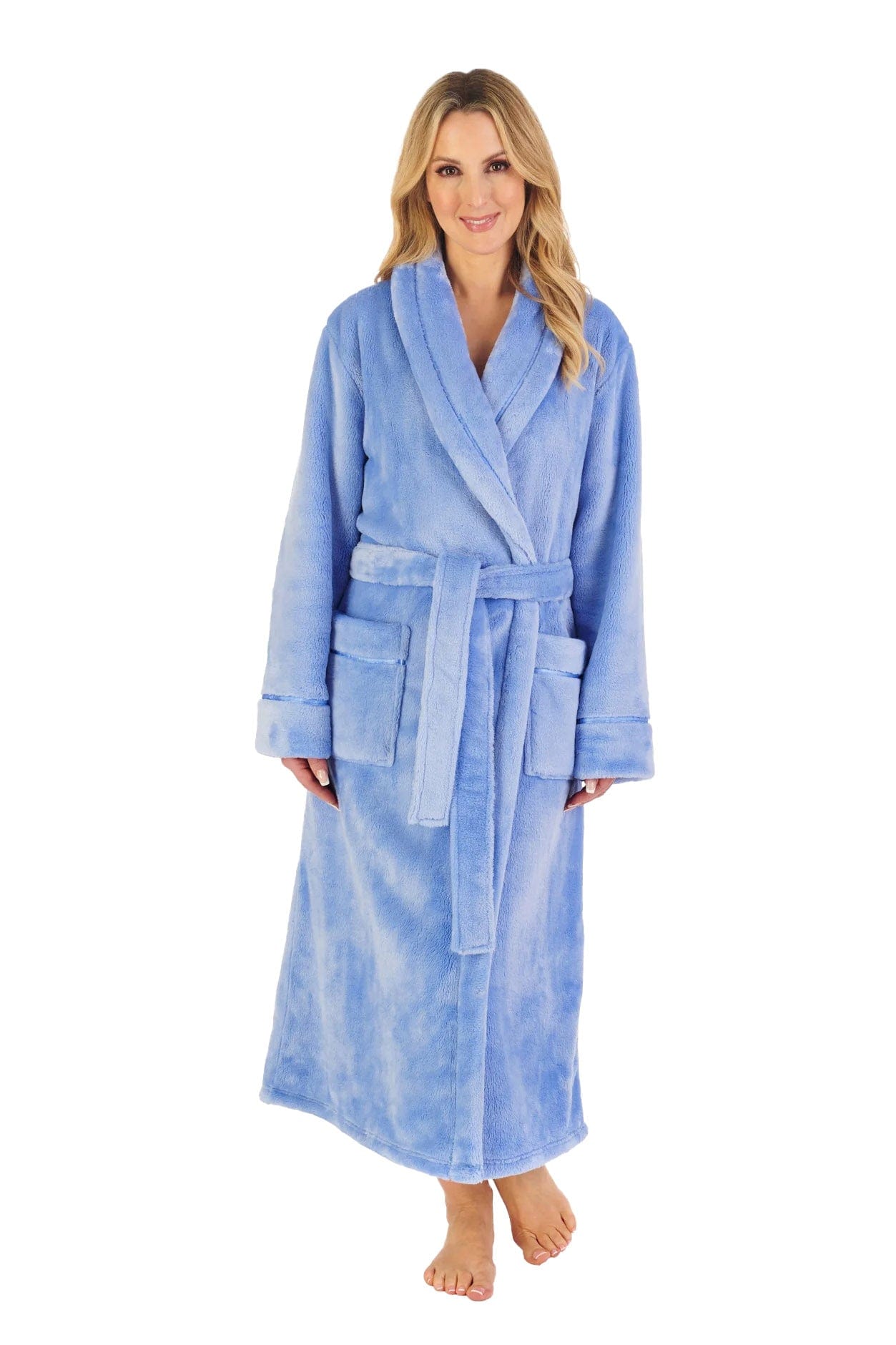 Slenderella Luxury 48 Inch Fleece Dressing Gown - Blue