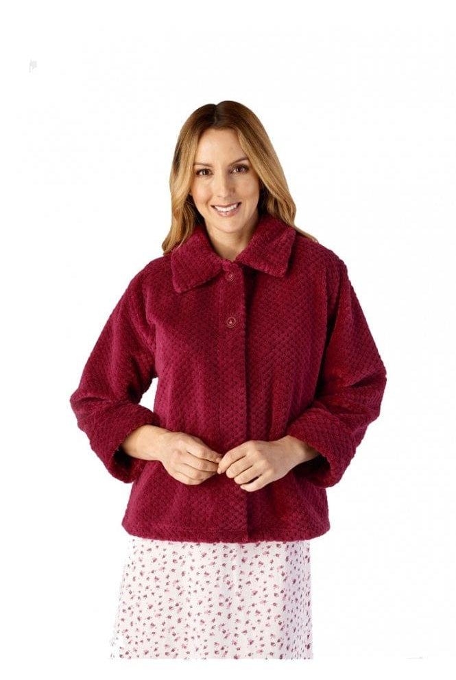 Slenderella Waffle Fleece Bed Jacket - Raspberry