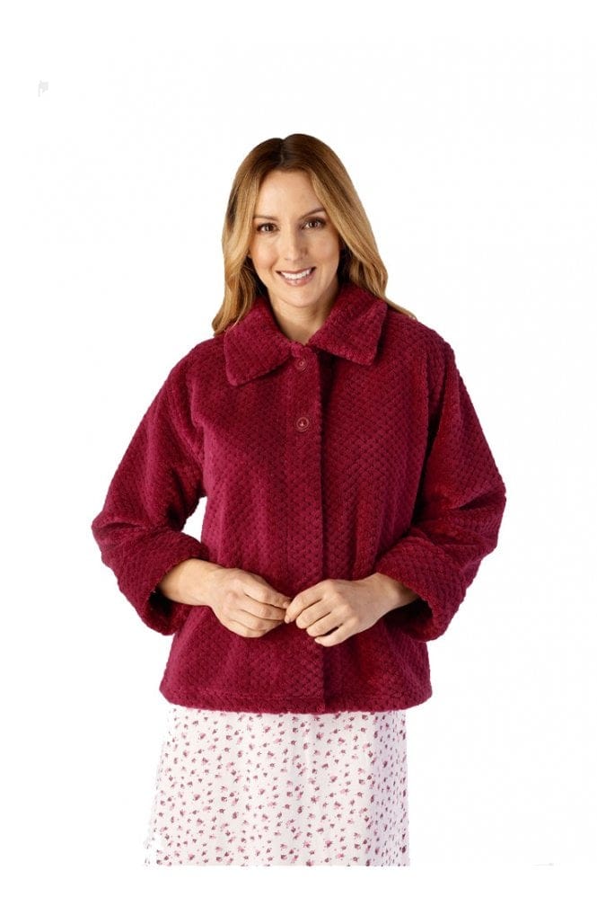 Slenderella Waffle Fleece Bed Jacket - Raspberry