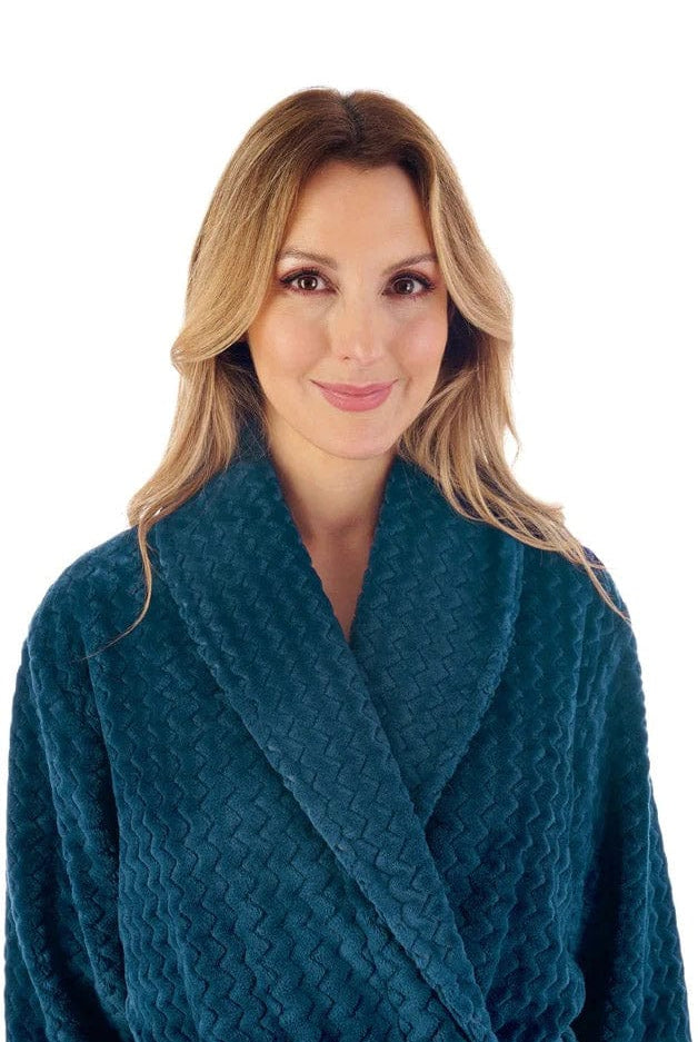 Slenderella Zig Zag Pattern Dressing Gown - Teal