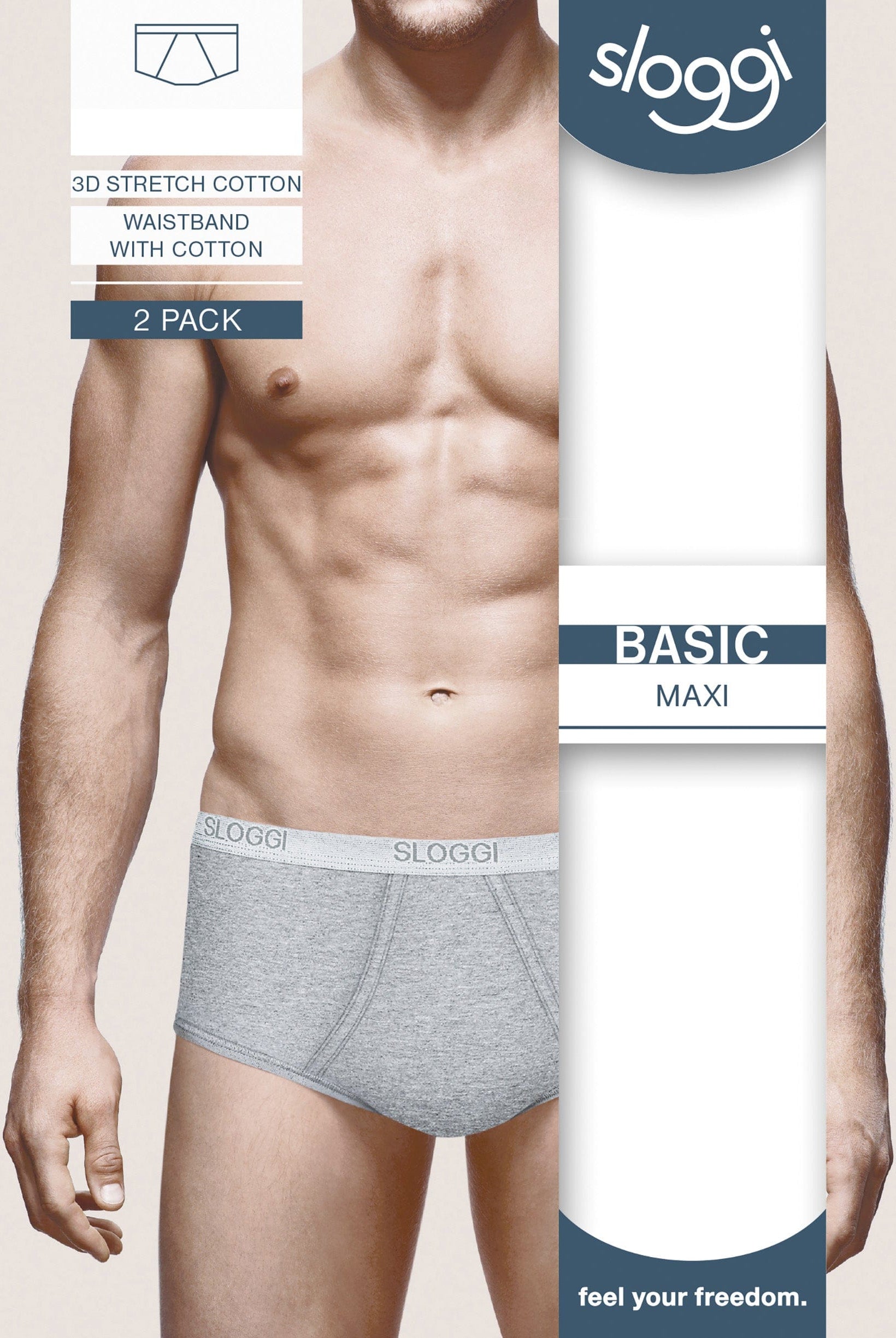 Sloggi Mens Basic Maxi Briefs - 2 Pack - Grey