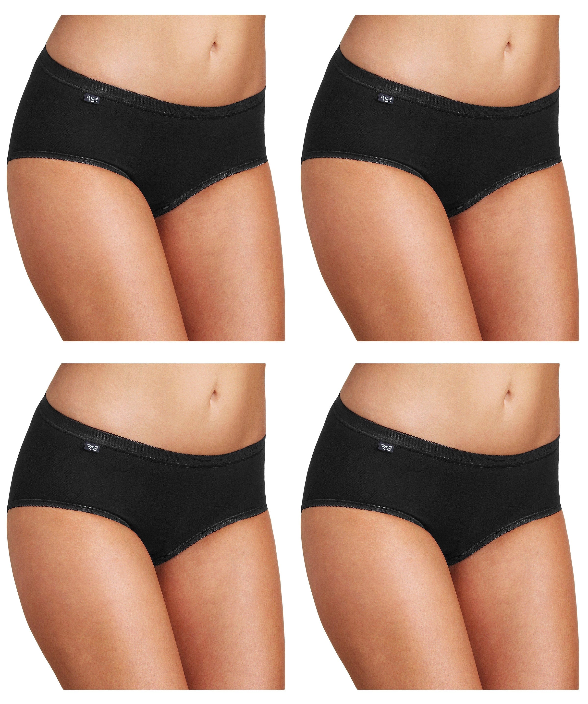 Sloggi Womens Basic Midi Brief - 4 Pack - Black